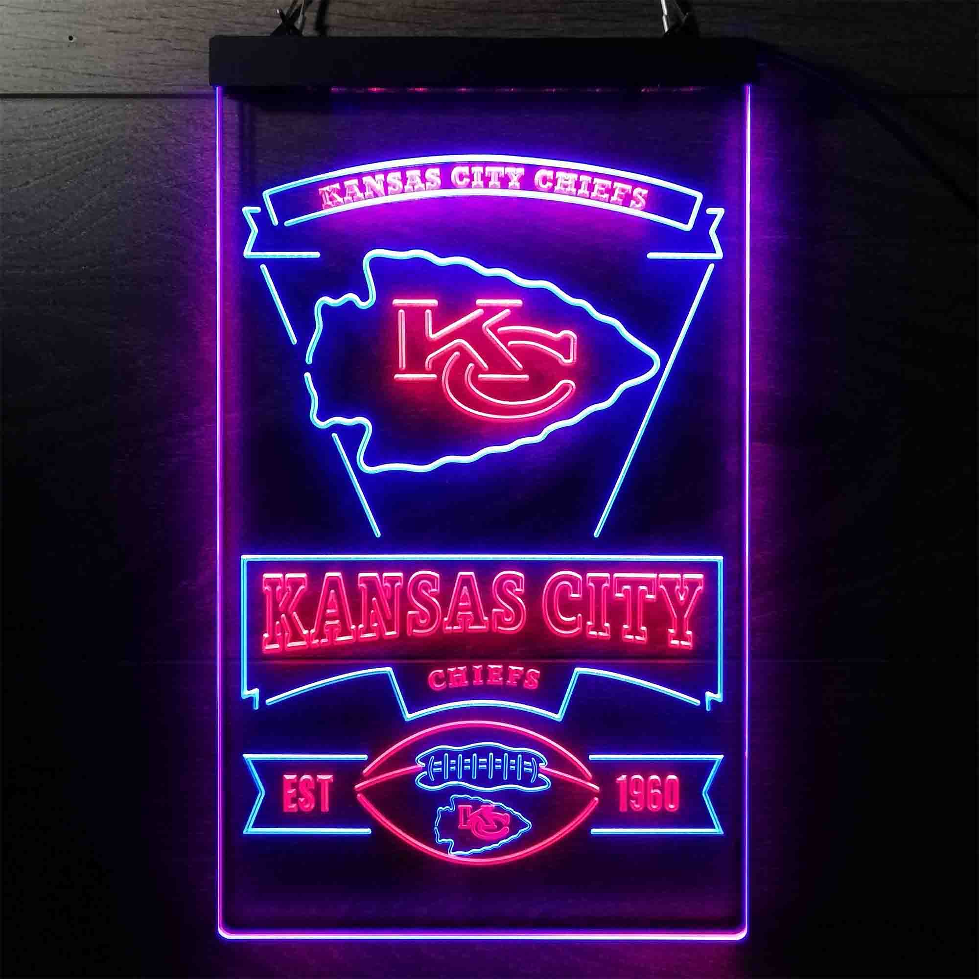 Kansas City Chiefs Est. 1960 Dual Color LED Neon Sign ProLedSign