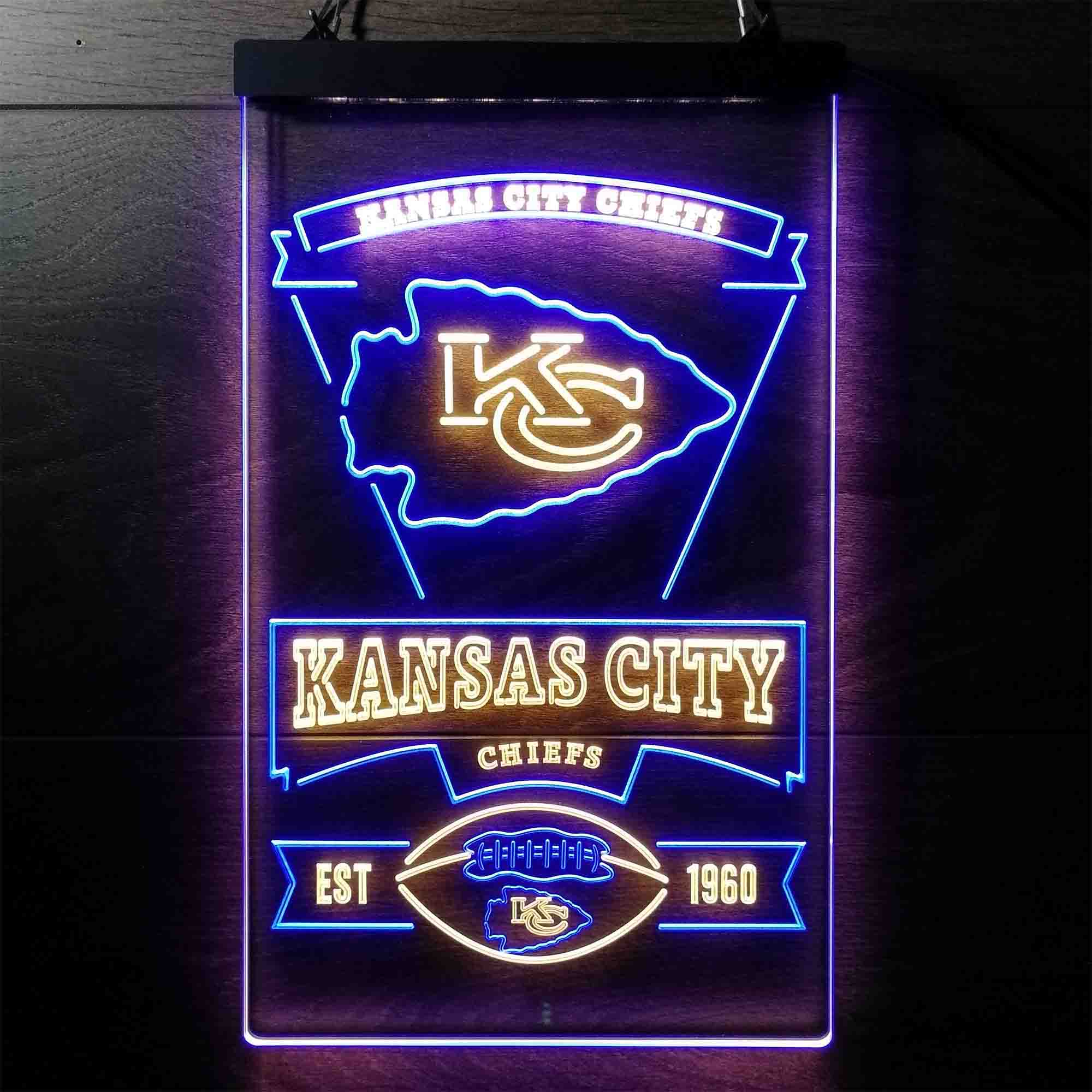 Kansas City Chiefs Est. 1960 Dual Color LED Neon Sign ProLedSign