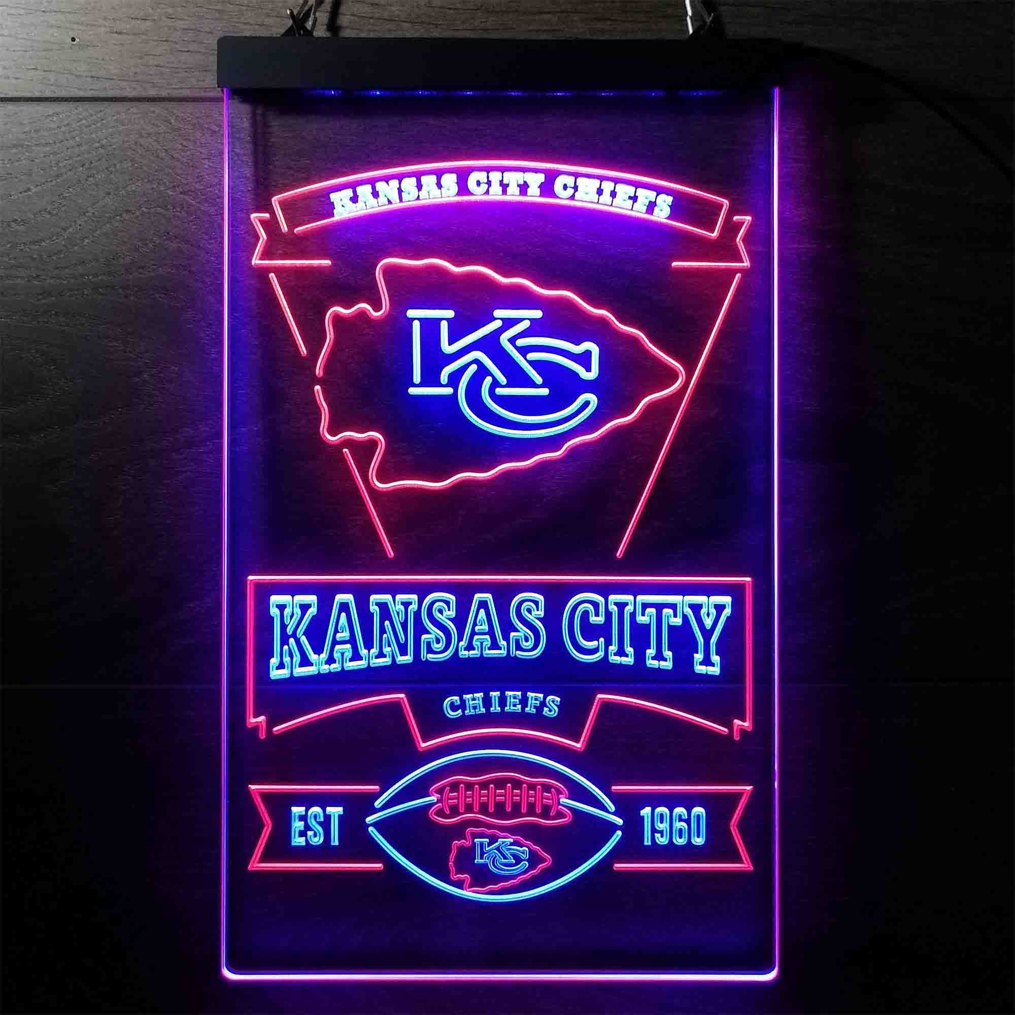 Kansas City Chiefs Est. 1960 Dual Color LED Neon Sign ProLedSign