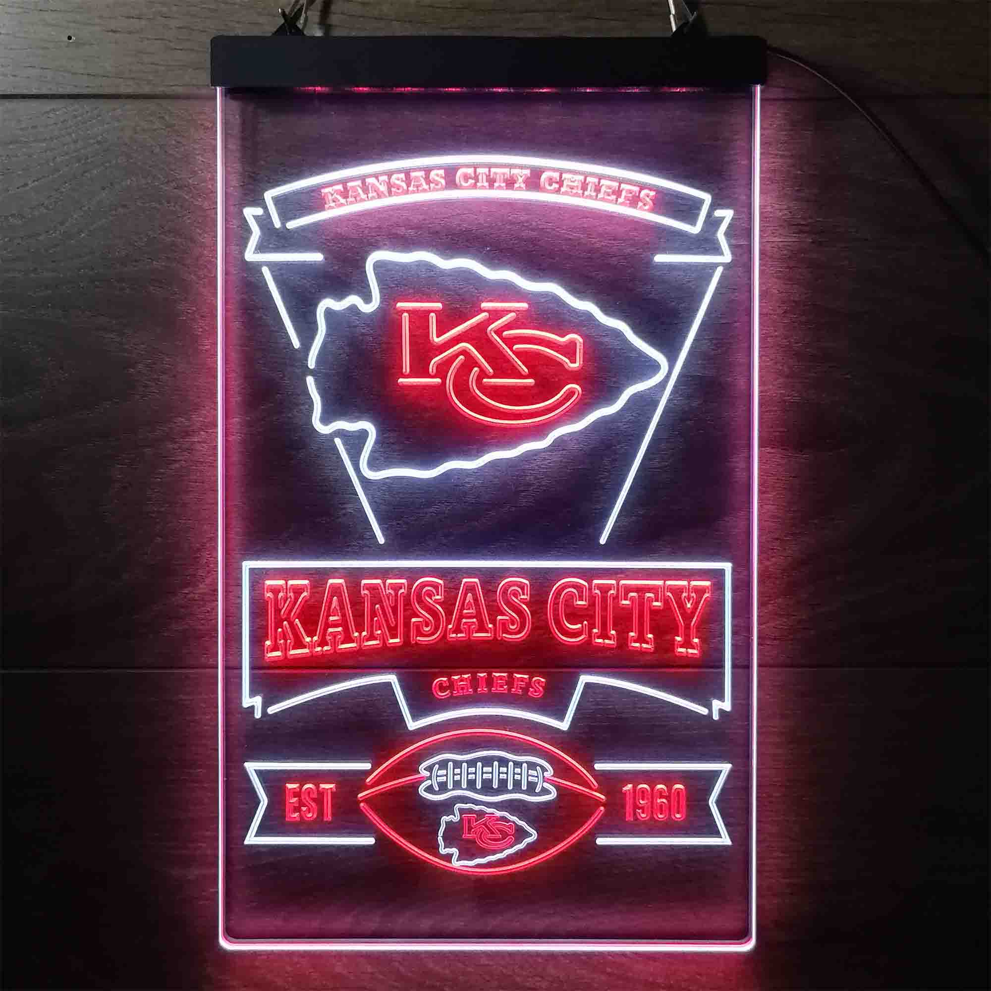 Kansas City Chiefs Est. 1960 Dual Color LED Neon Sign ProLedSign