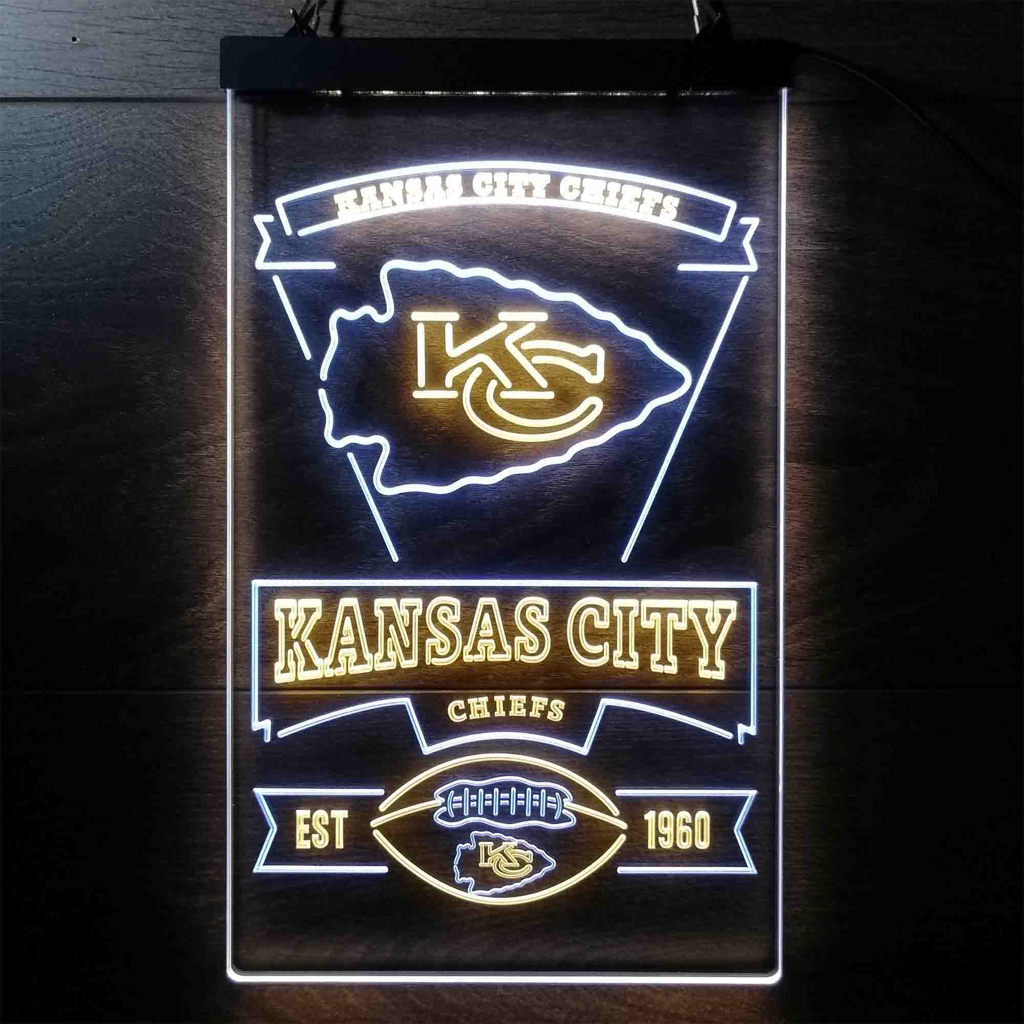 Kansas City Chiefs Est. 1960 Dual Color LED Neon Sign ProLedSign