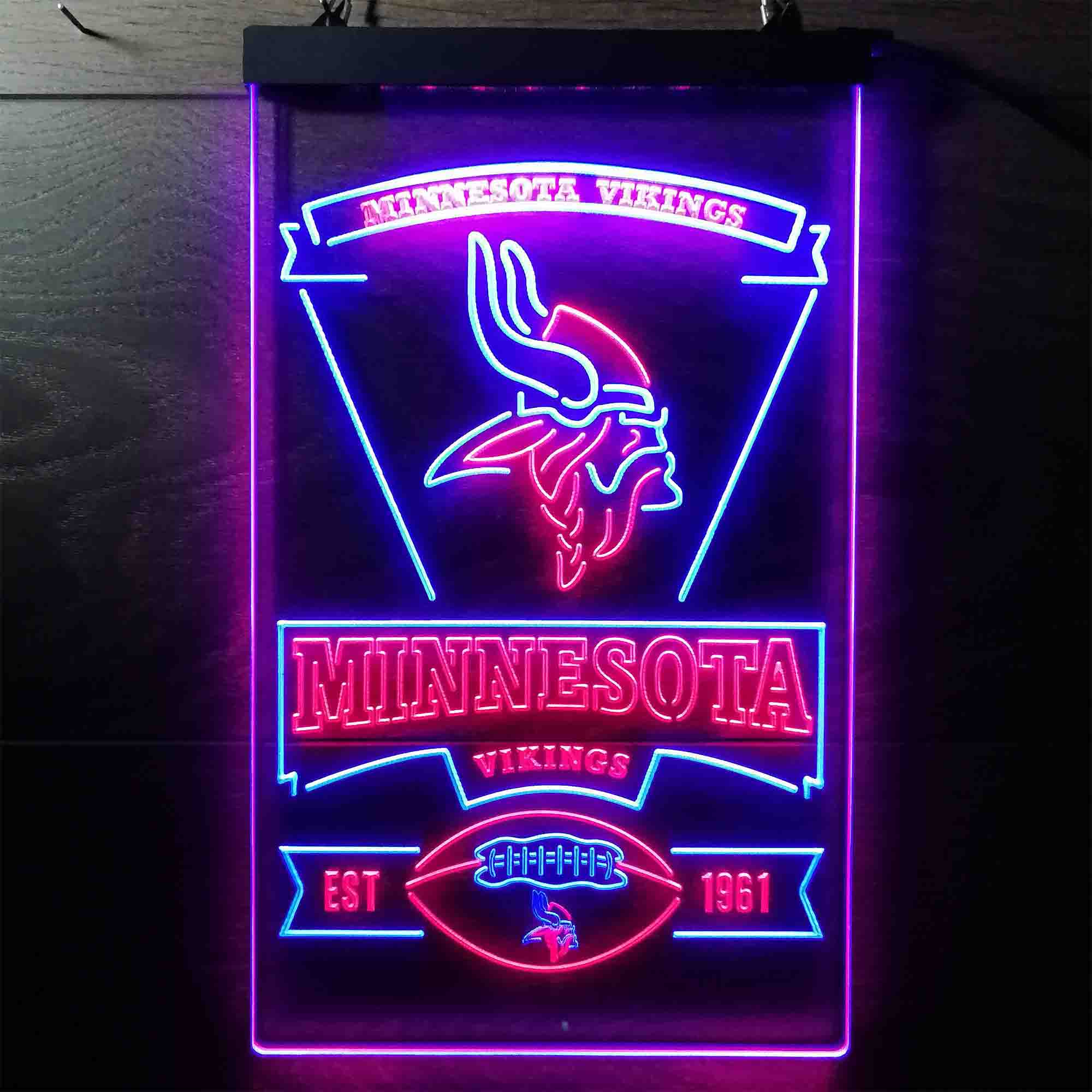 Minnesota Vikings Est. 1961 Dual Color LED Neon Sign led lab cave