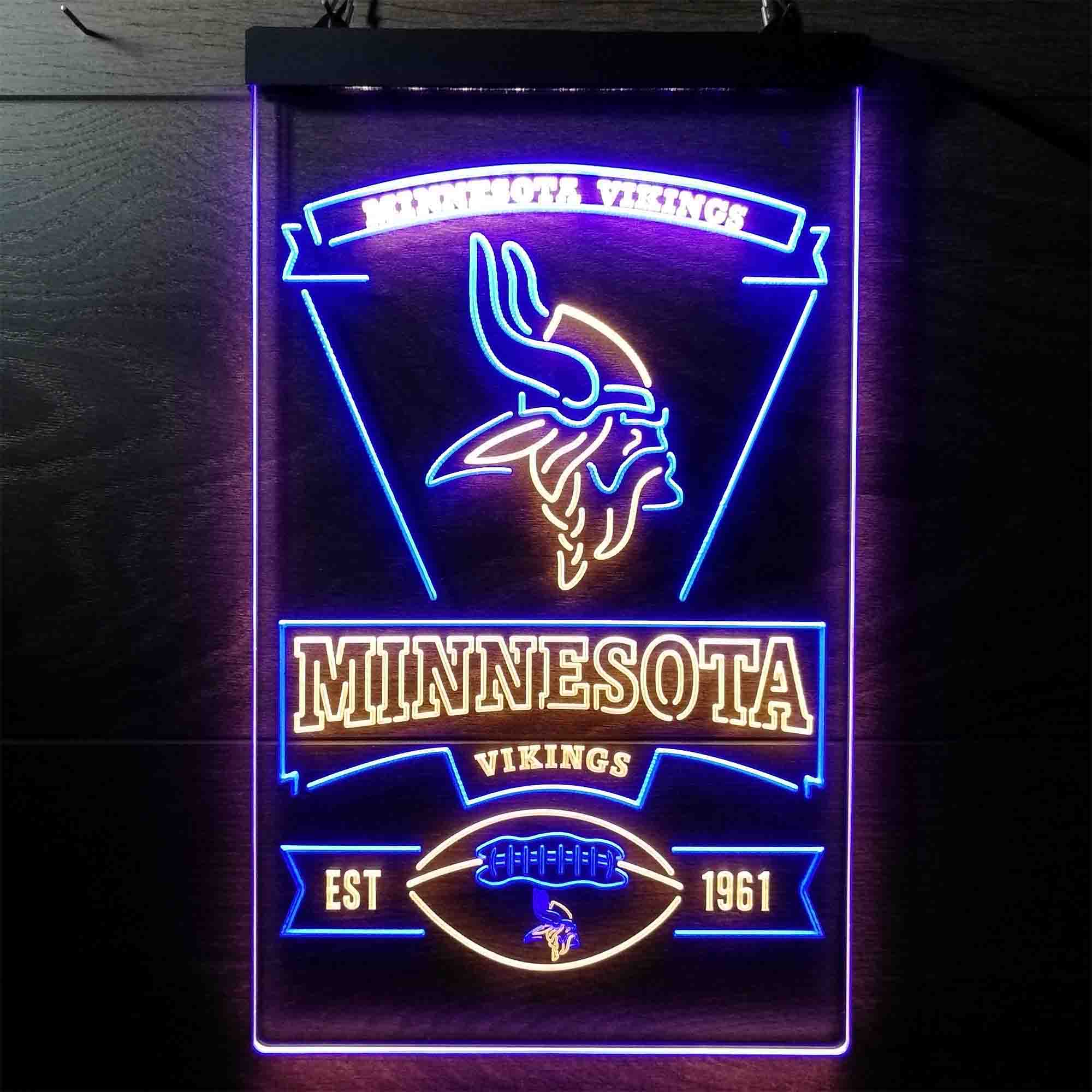 Minnesota Vikings Est. 1961 Dual Color LED Neon Sign led lab cave