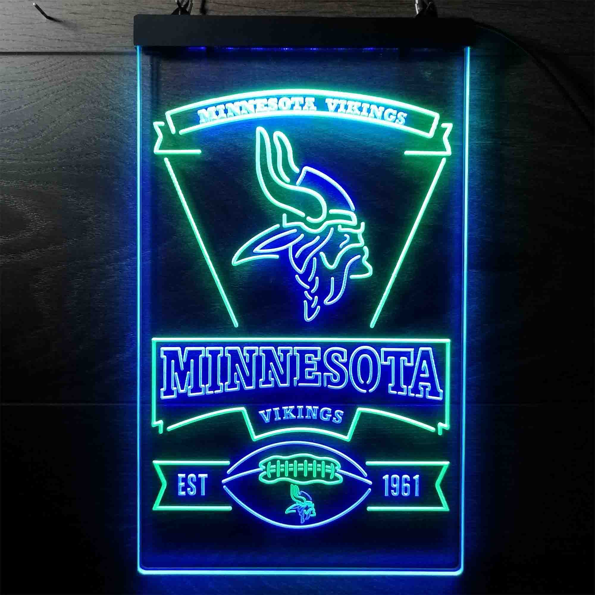 Minnesota Vikings Est. 1961 Dual Color LED Neon Sign led lab cave