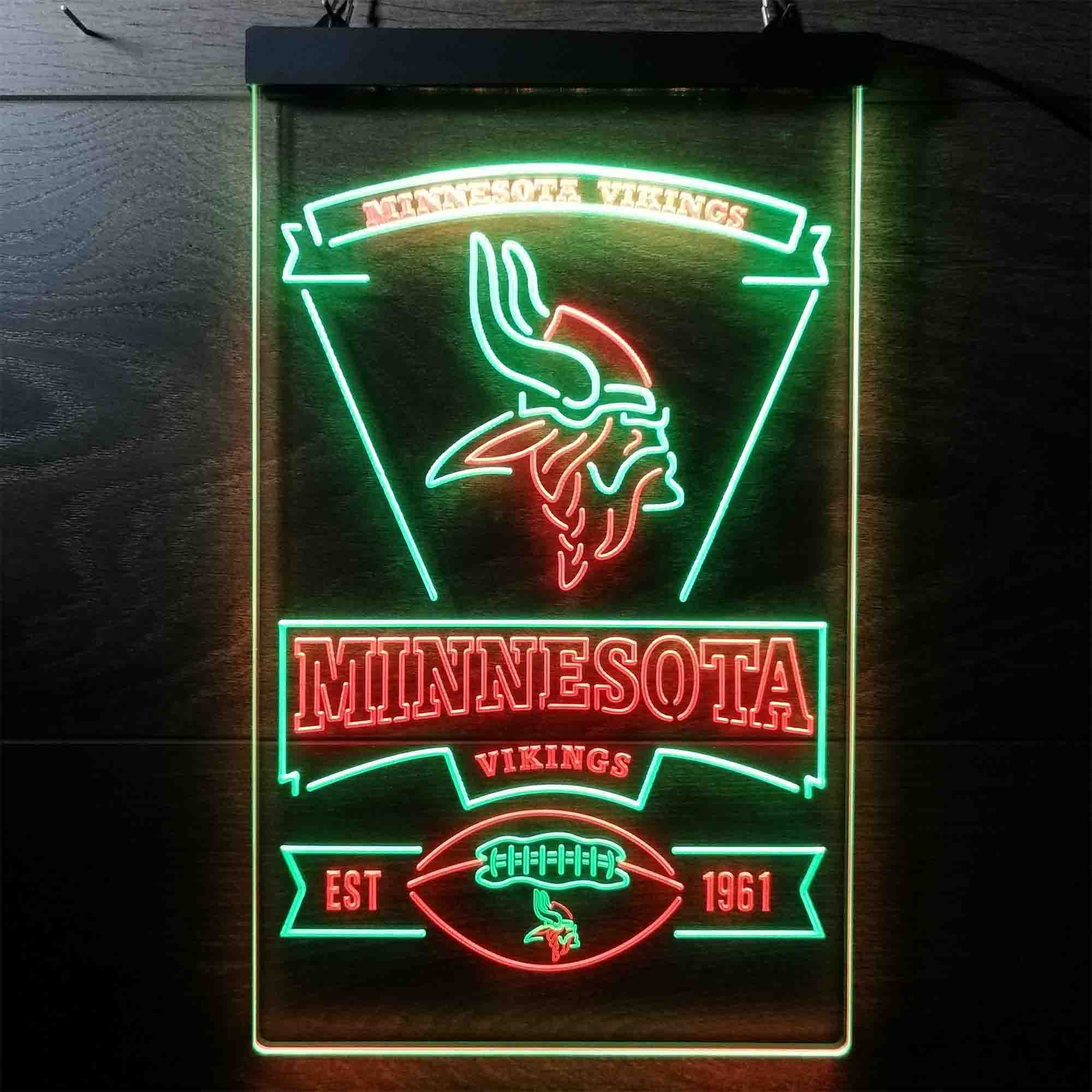 Minnesota Vikings Est. 1961 Dual Color LED Neon Sign led lab cave