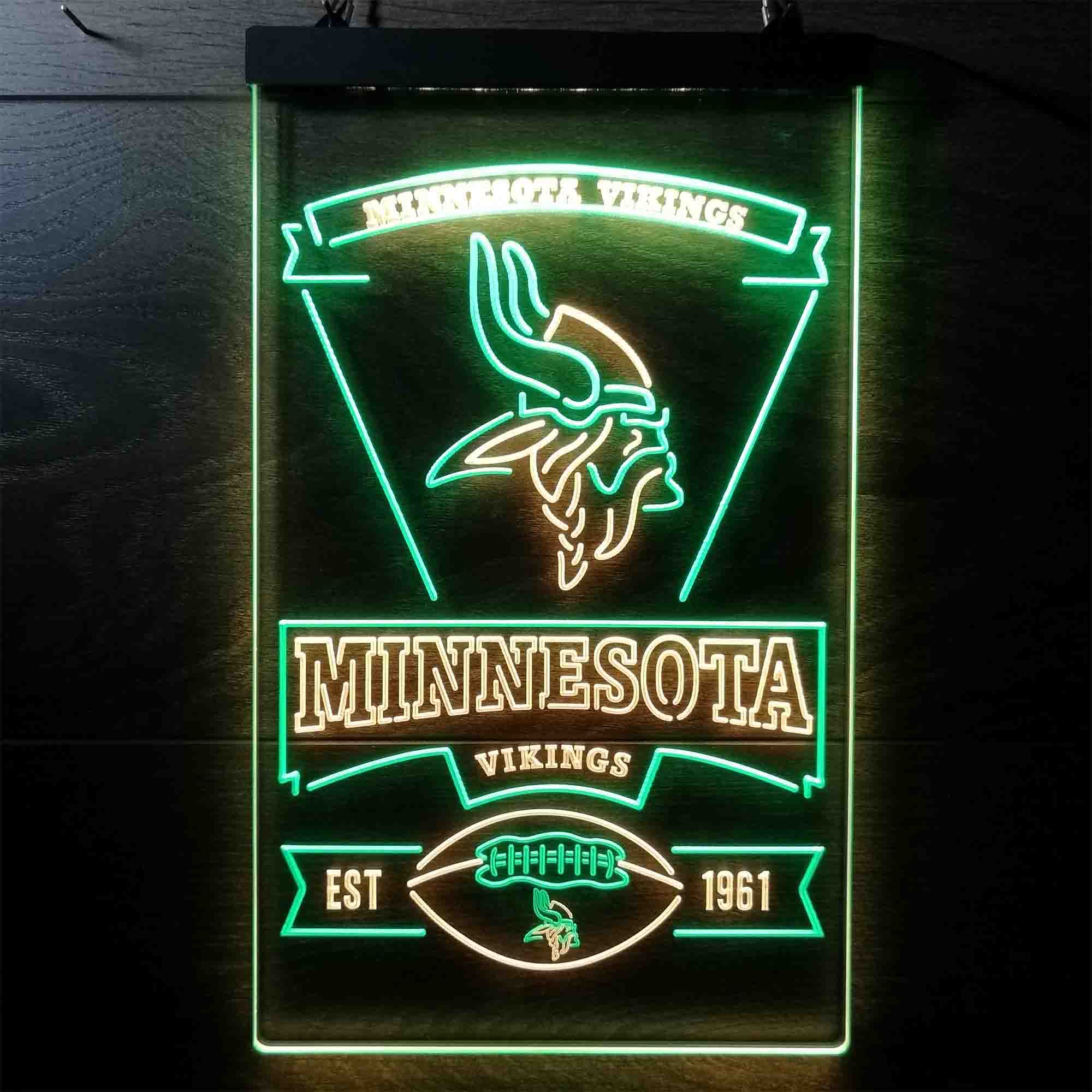 Minnesota Vikings Est. 1961 Dual Color LED Neon Sign led lab cave