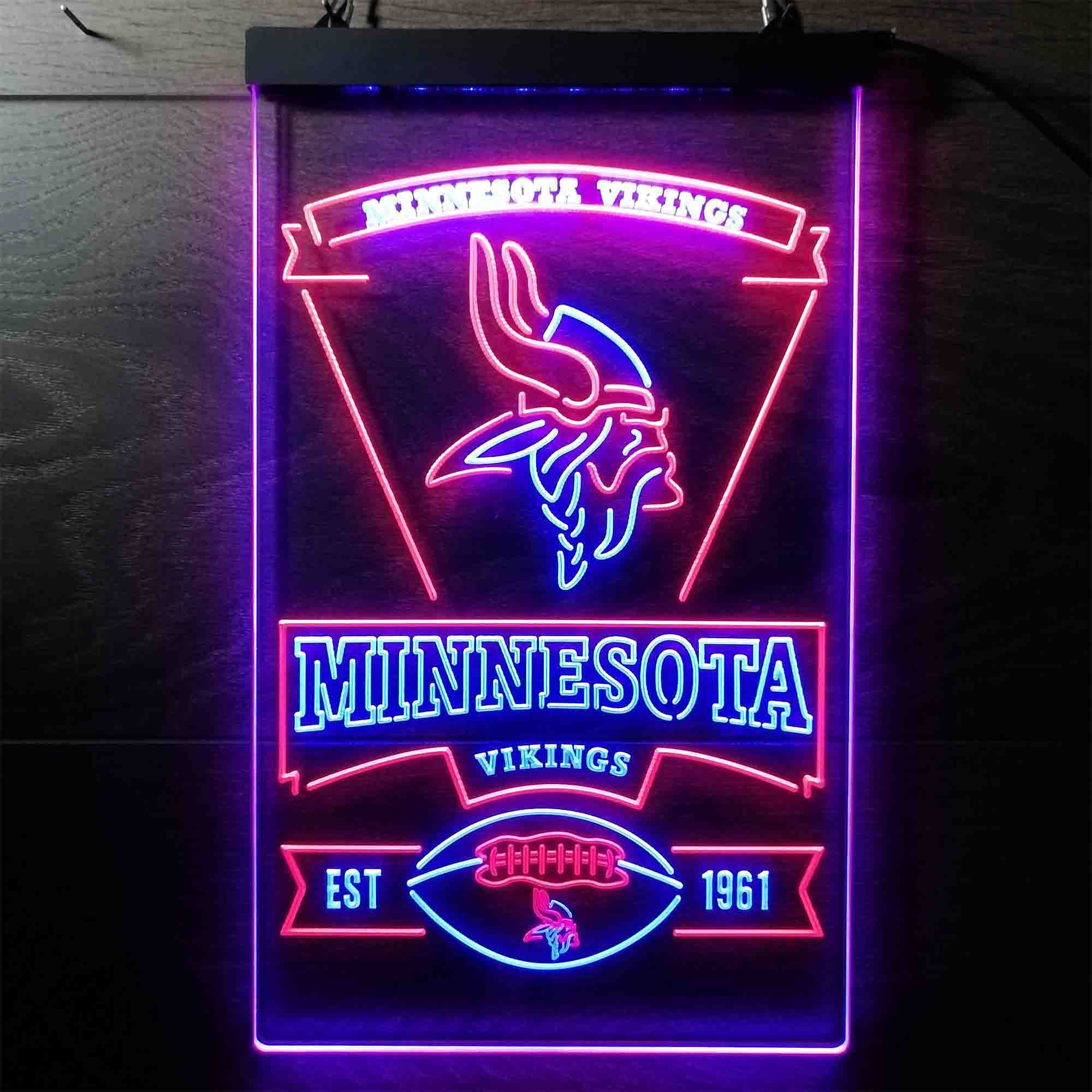 Minnesota Vikings Est. 1961 Dual Color LED Neon Sign led lab cave