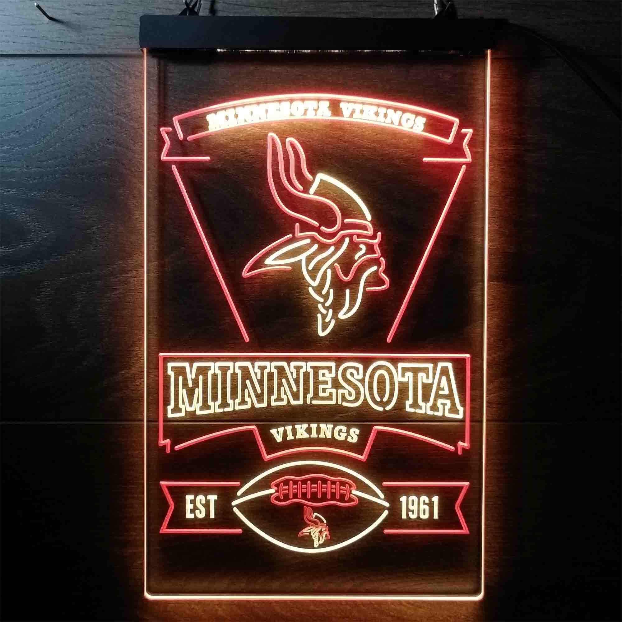 Minnesota Vikings Est. 1961 Dual Color LED Neon Sign led lab cave