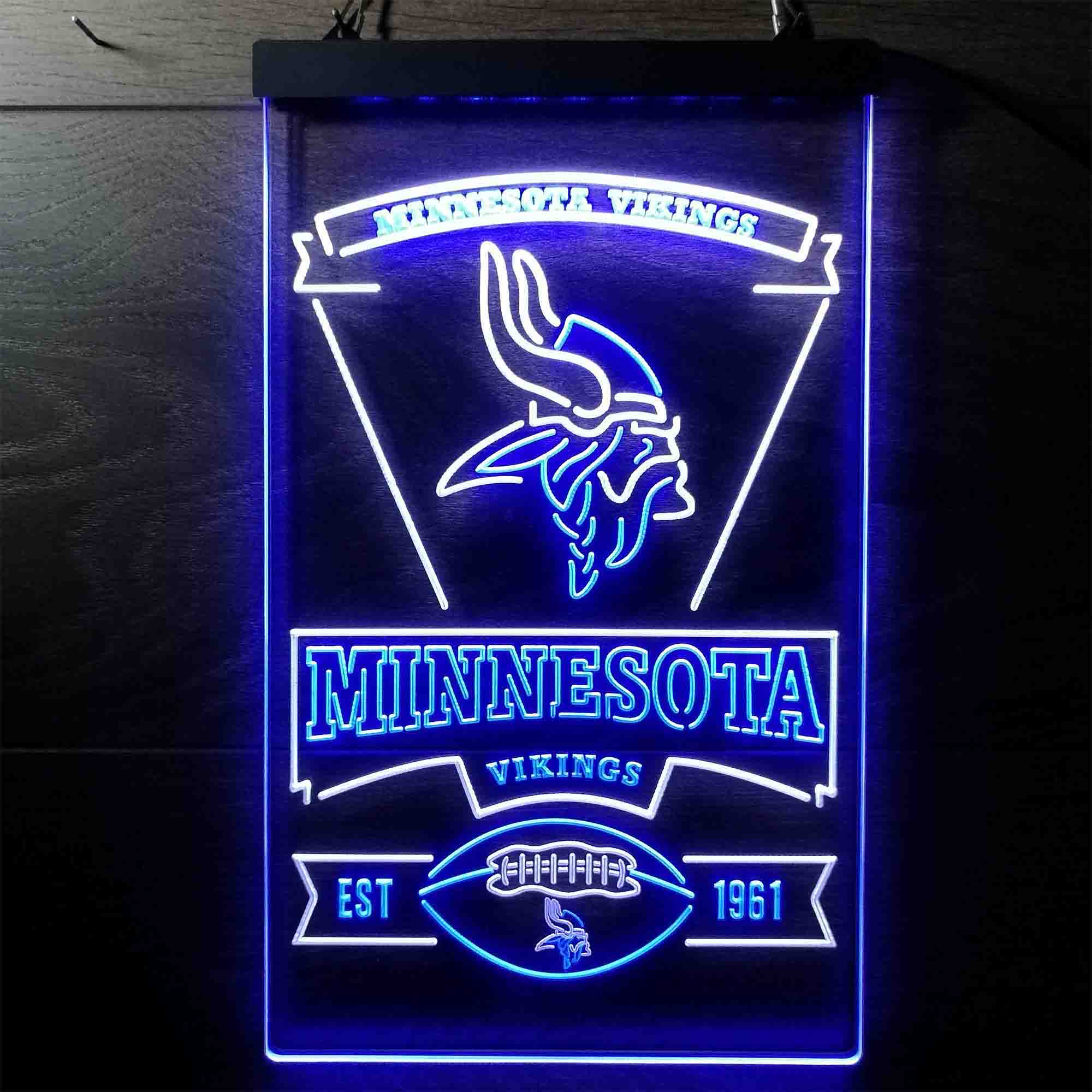 Minnesota Vikings Est. 1961 Dual Color LED Neon Sign led lab cave