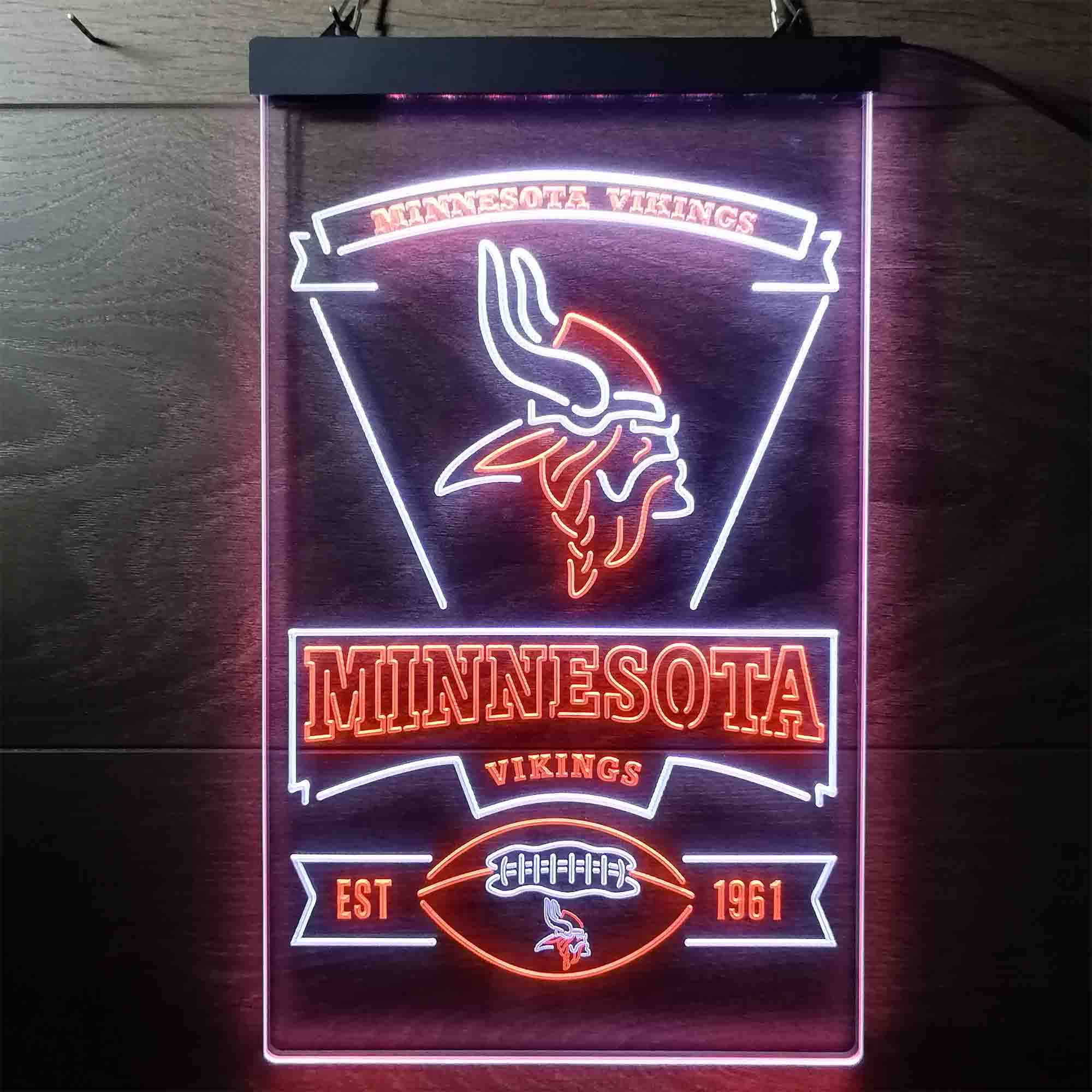 Minnesota Vikings Est. 1961 Dual Color LED Neon Sign led lab cave