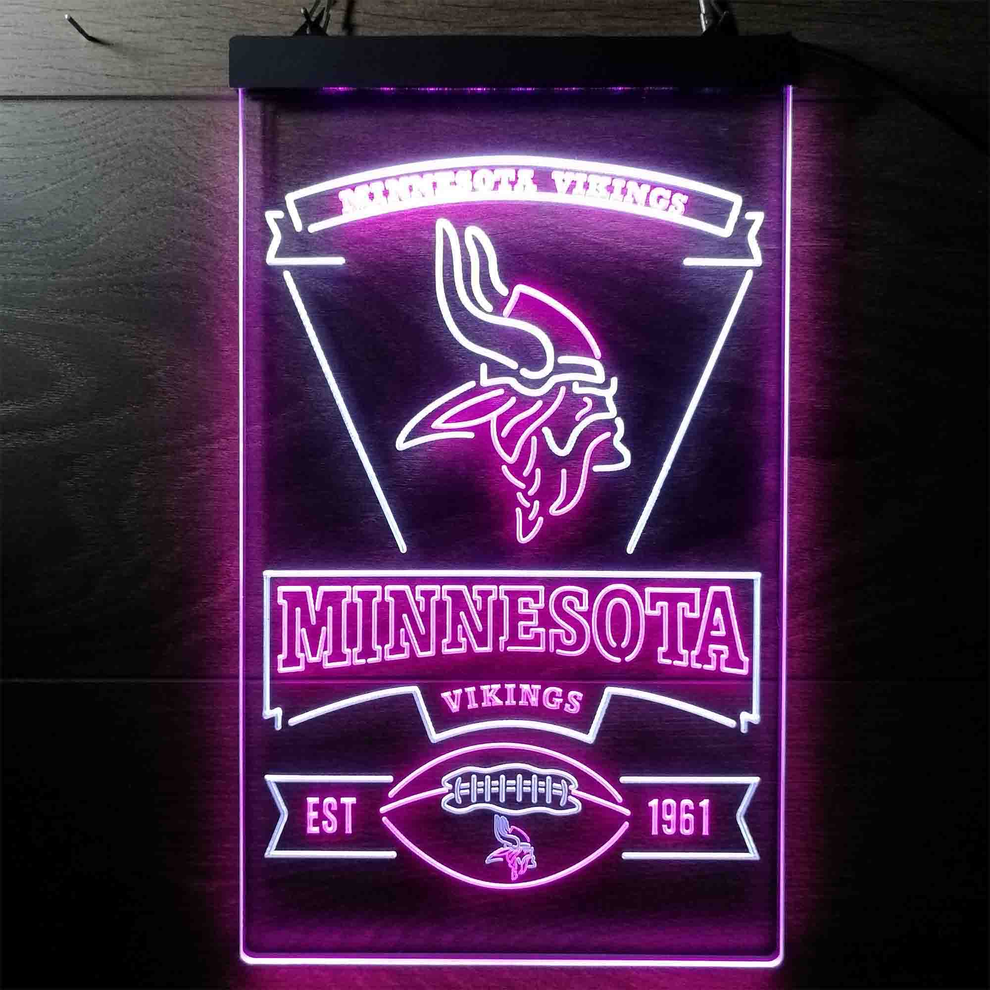 Minnesota Vikings Est. 1961 Dual Color LED Neon Sign led lab cave