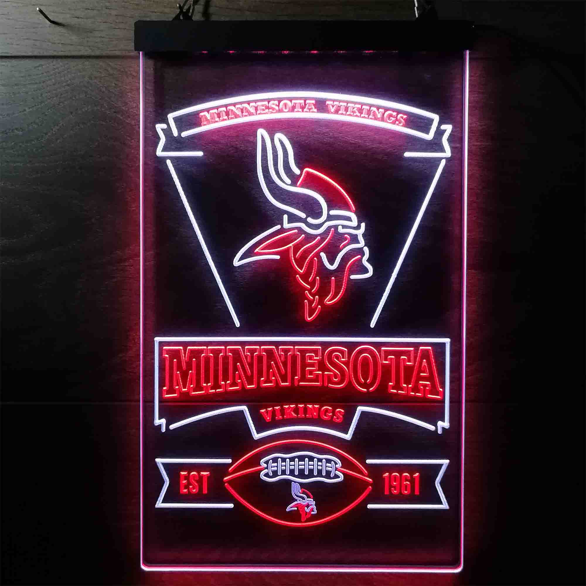 Minnesota Vikings Est. 1961 Dual Color LED Neon Sign led lab cave