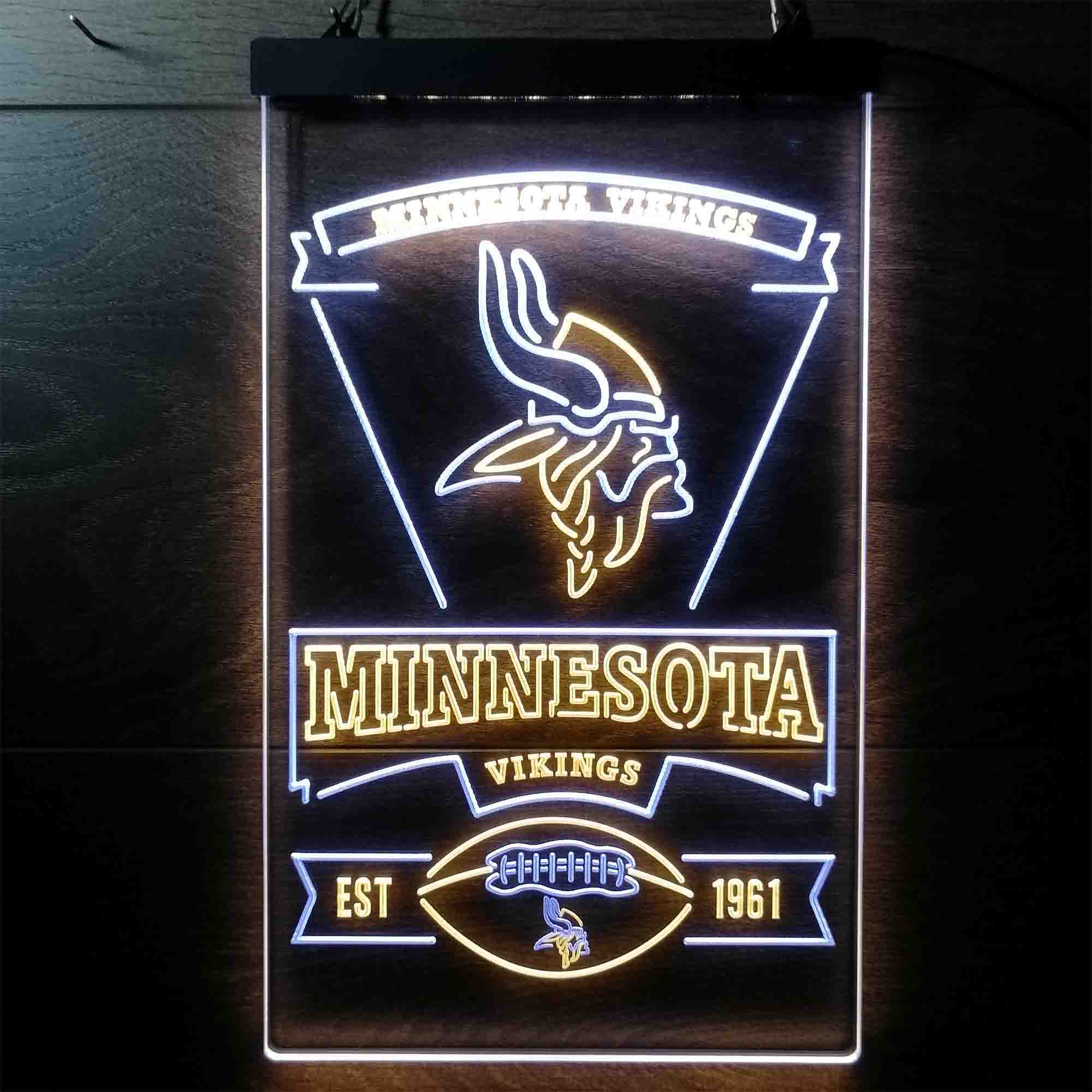 Minnesota Vikings Est. 1961 Dual Color LED Neon Sign led lab cave