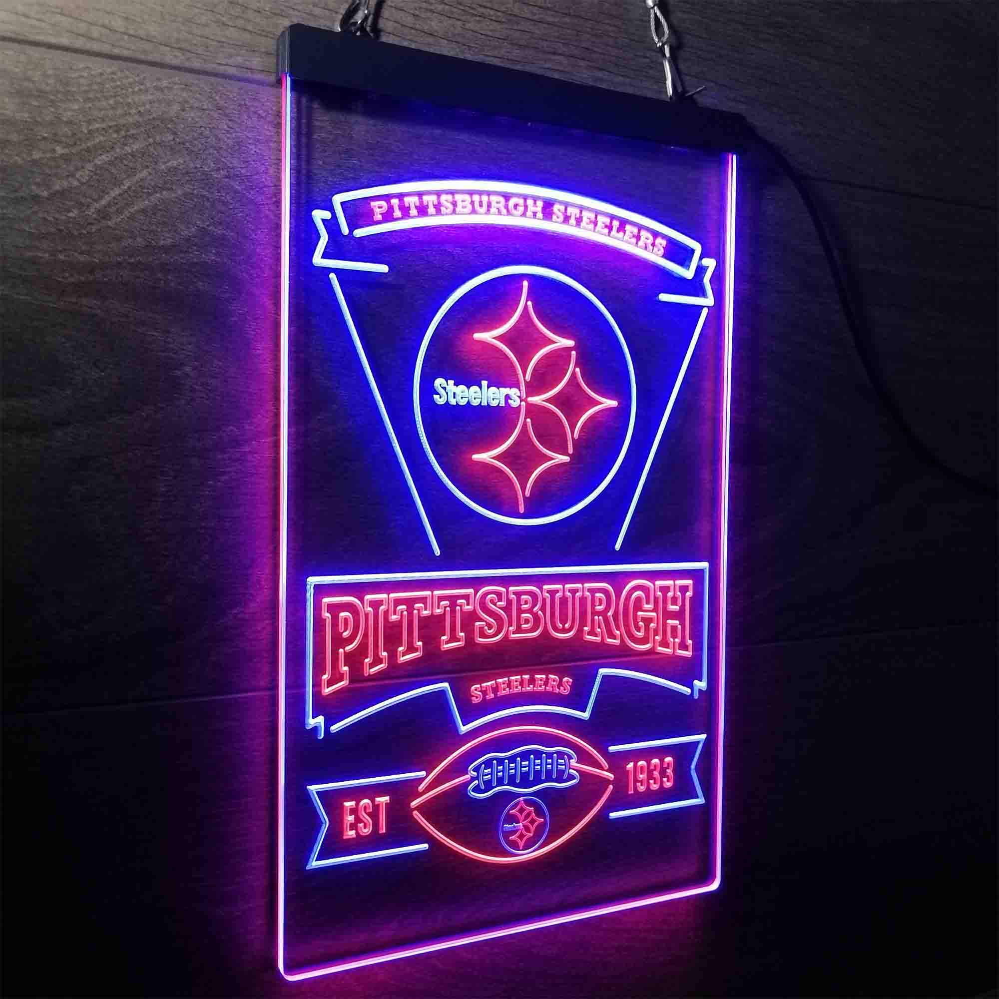 Pittsburgh Steelers Est. 1933 Neon-Like LED Light Sign