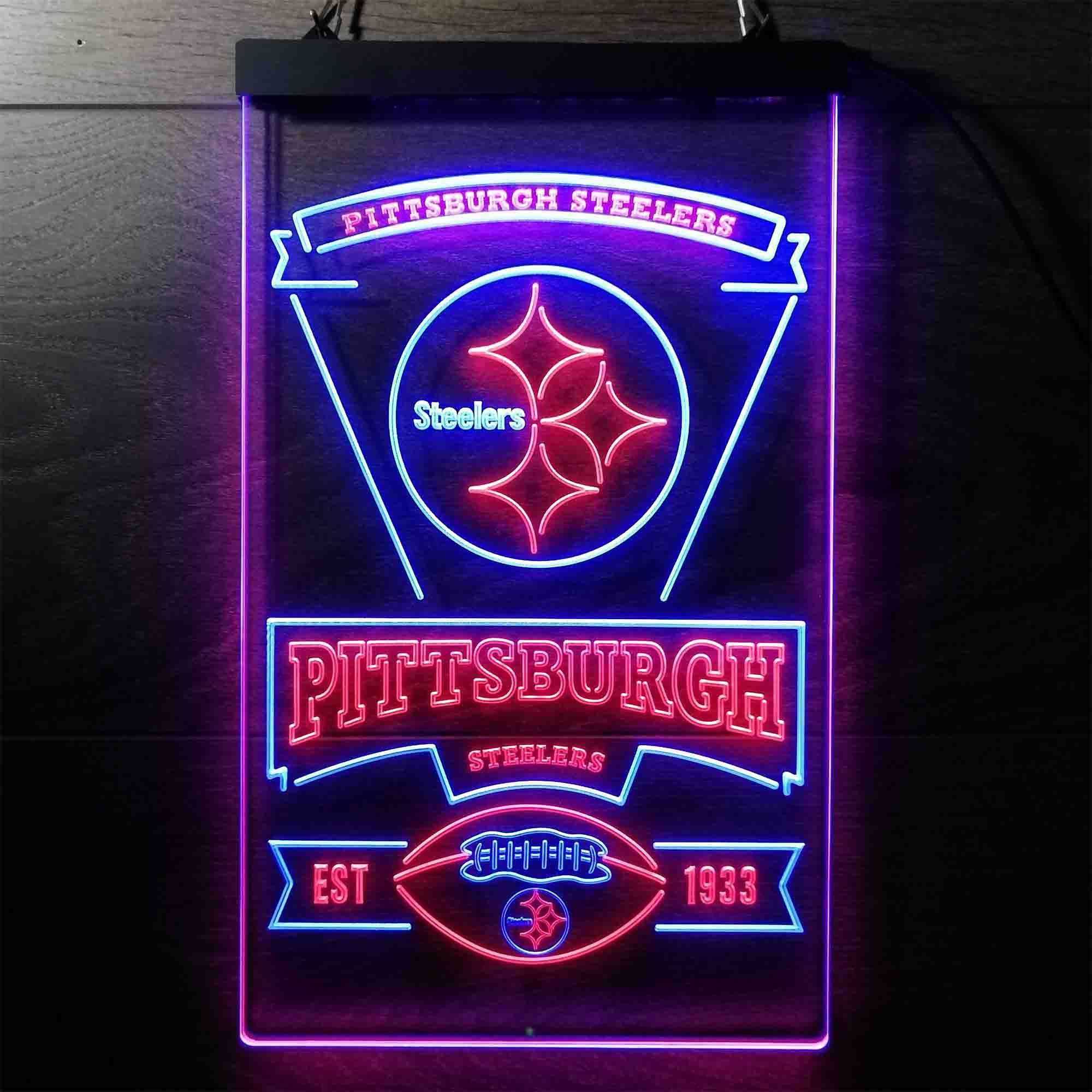 Pittsburgh Steelers Est. 1933 Neon-Like LED Light Sign