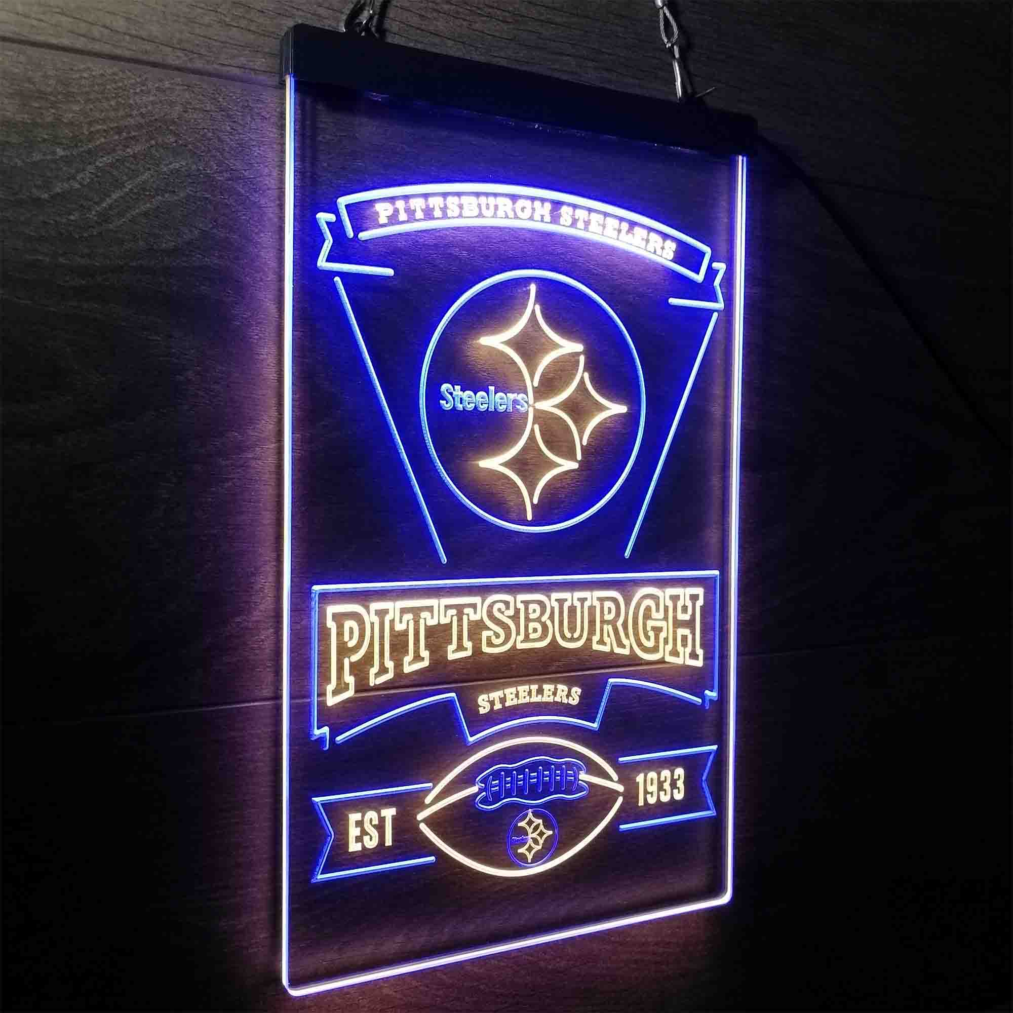 Pittsburgh Steelers Est. 1933 Neon-Like LED Light Sign