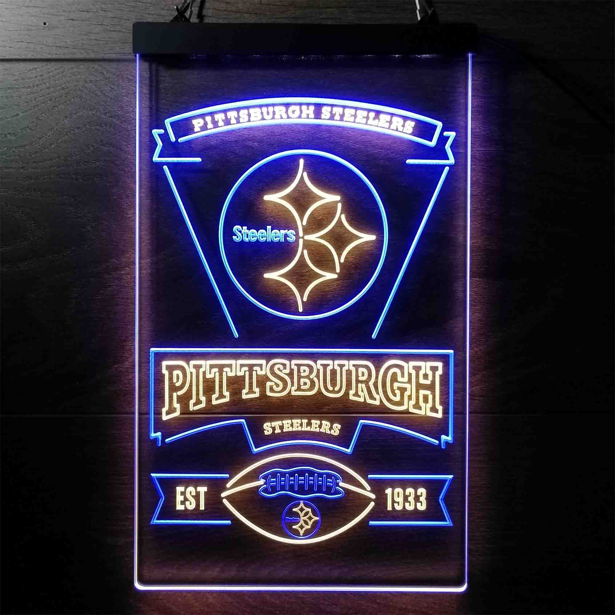 Pittsburgh Steelers Est. 1933 Neon-Like LED Light Sign