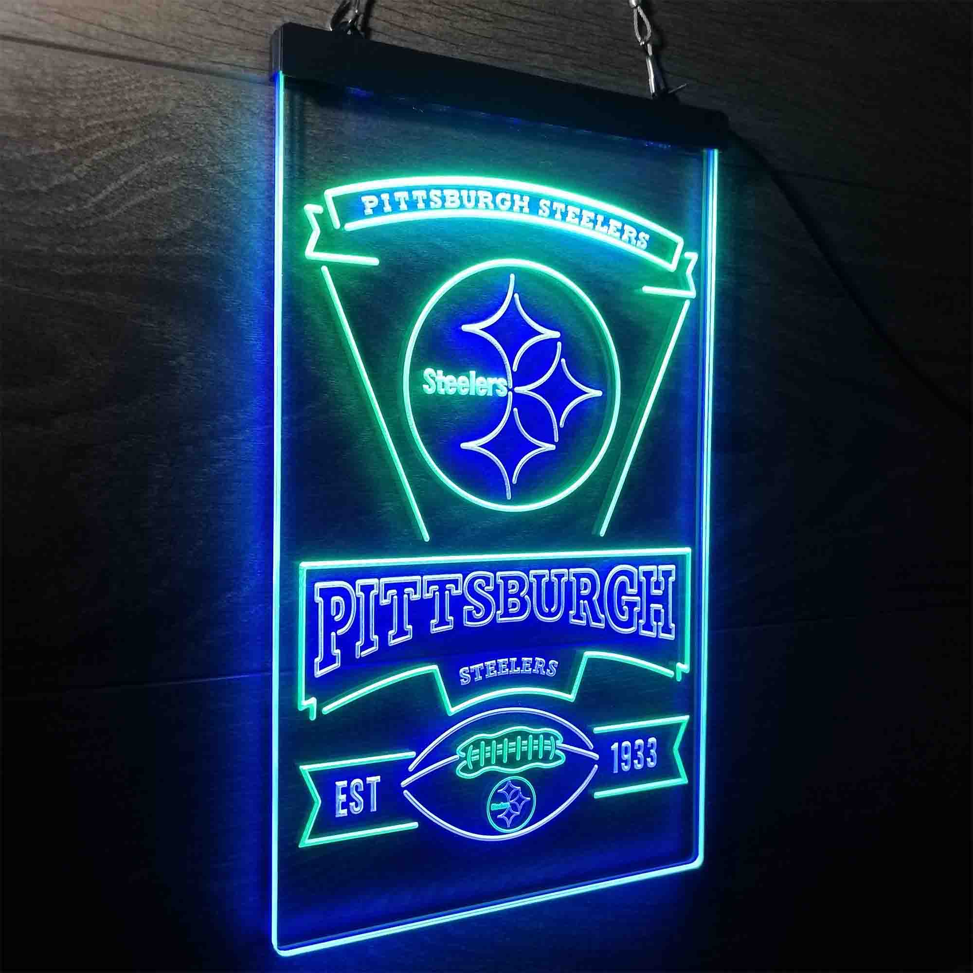 Pittsburgh Steelers Est. 1933 Neon-Like LED Light Sign