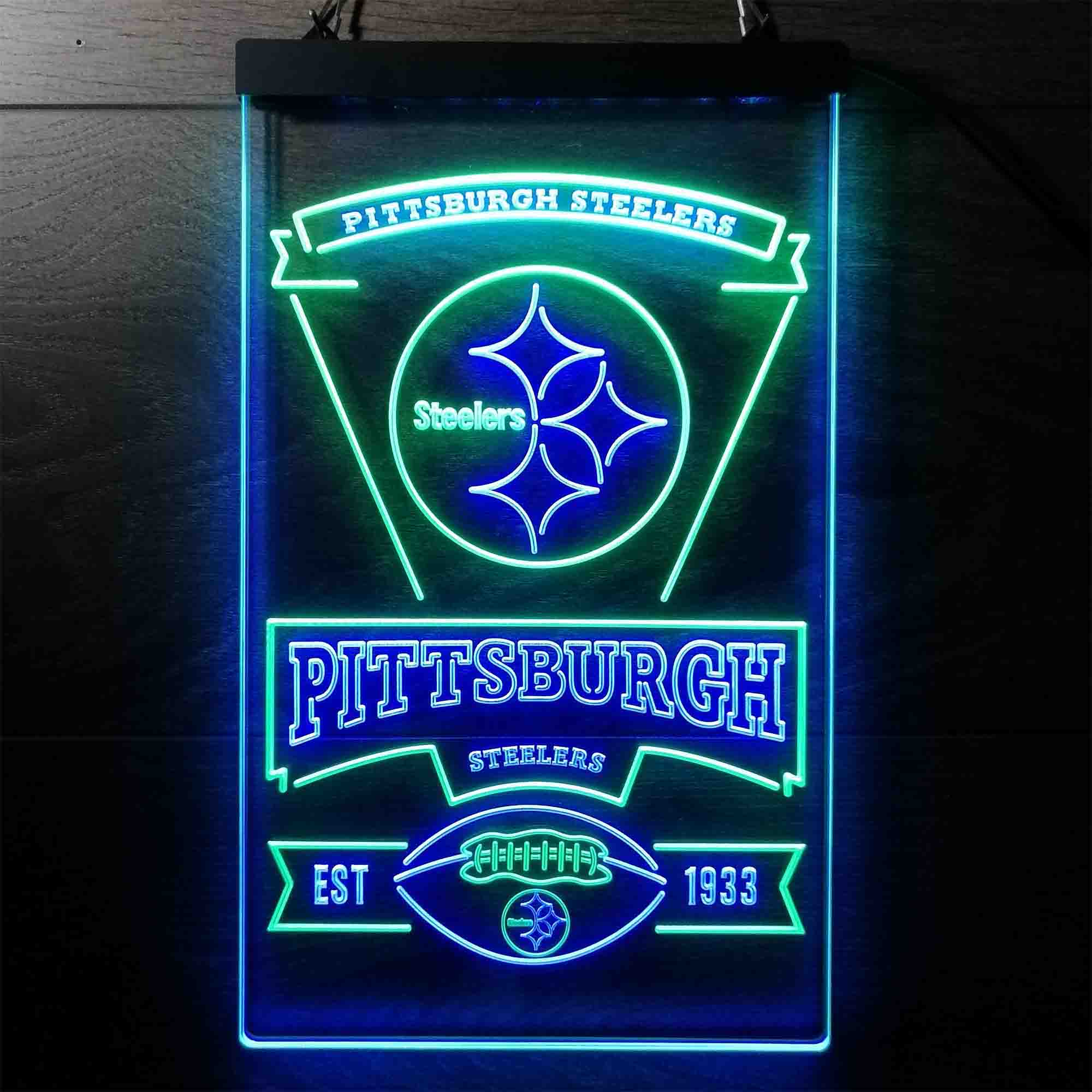 Pittsburgh Steelers Est. 1933 Neon-Like LED Light Sign