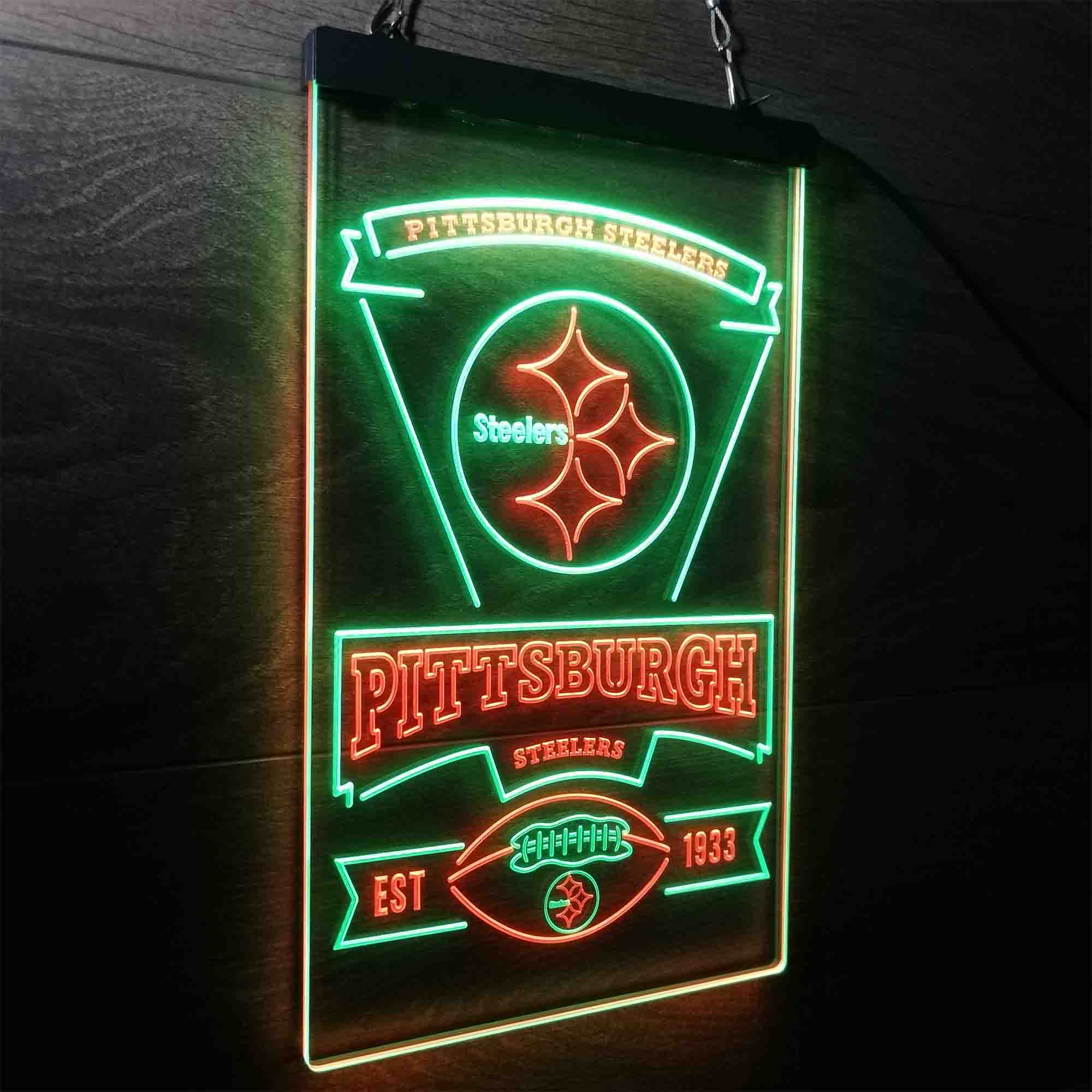 Pittsburgh Steelers Est. 1933 Neon-Like LED Light Sign