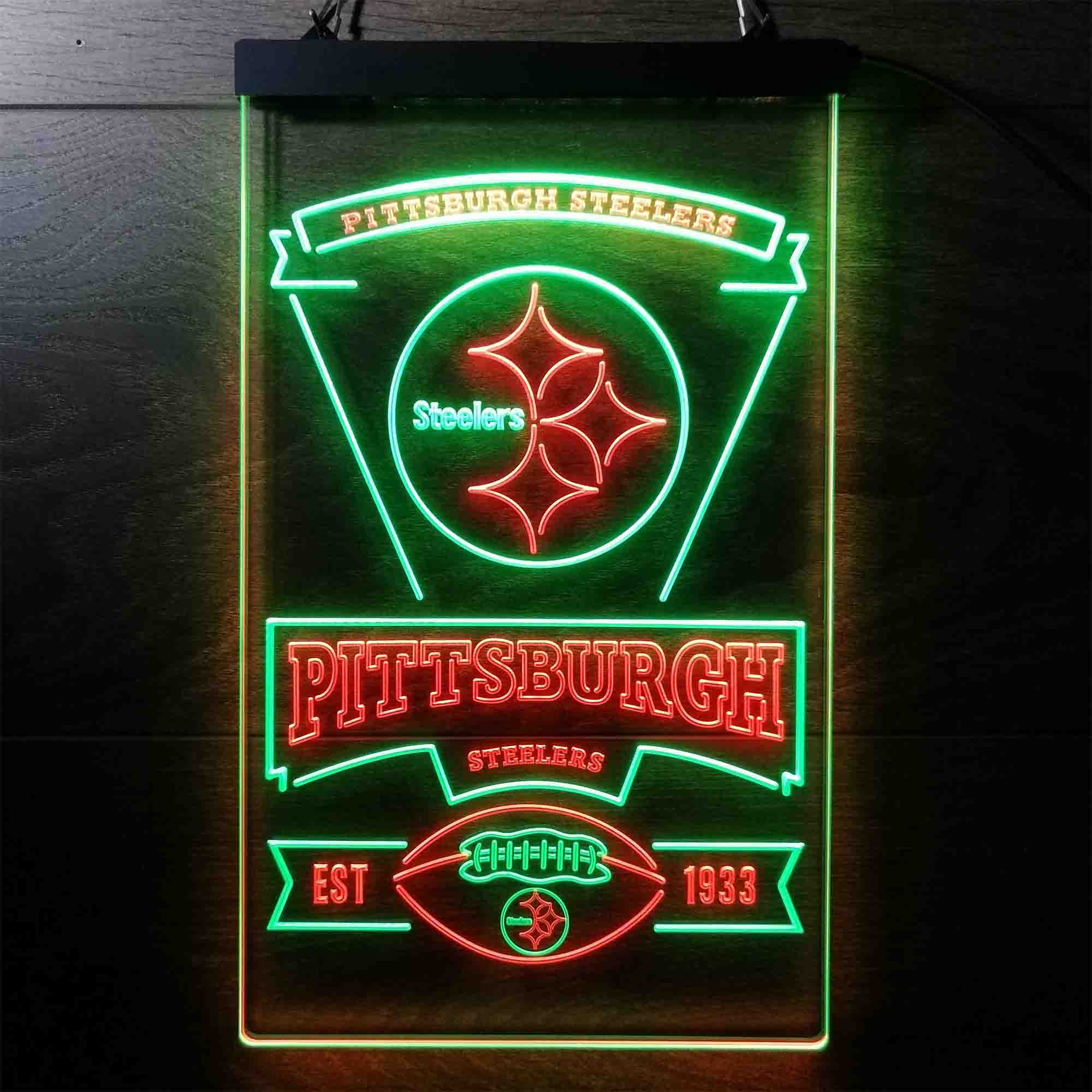 Pittsburgh Steelers Est. 1933 Neon-Like LED Light Sign