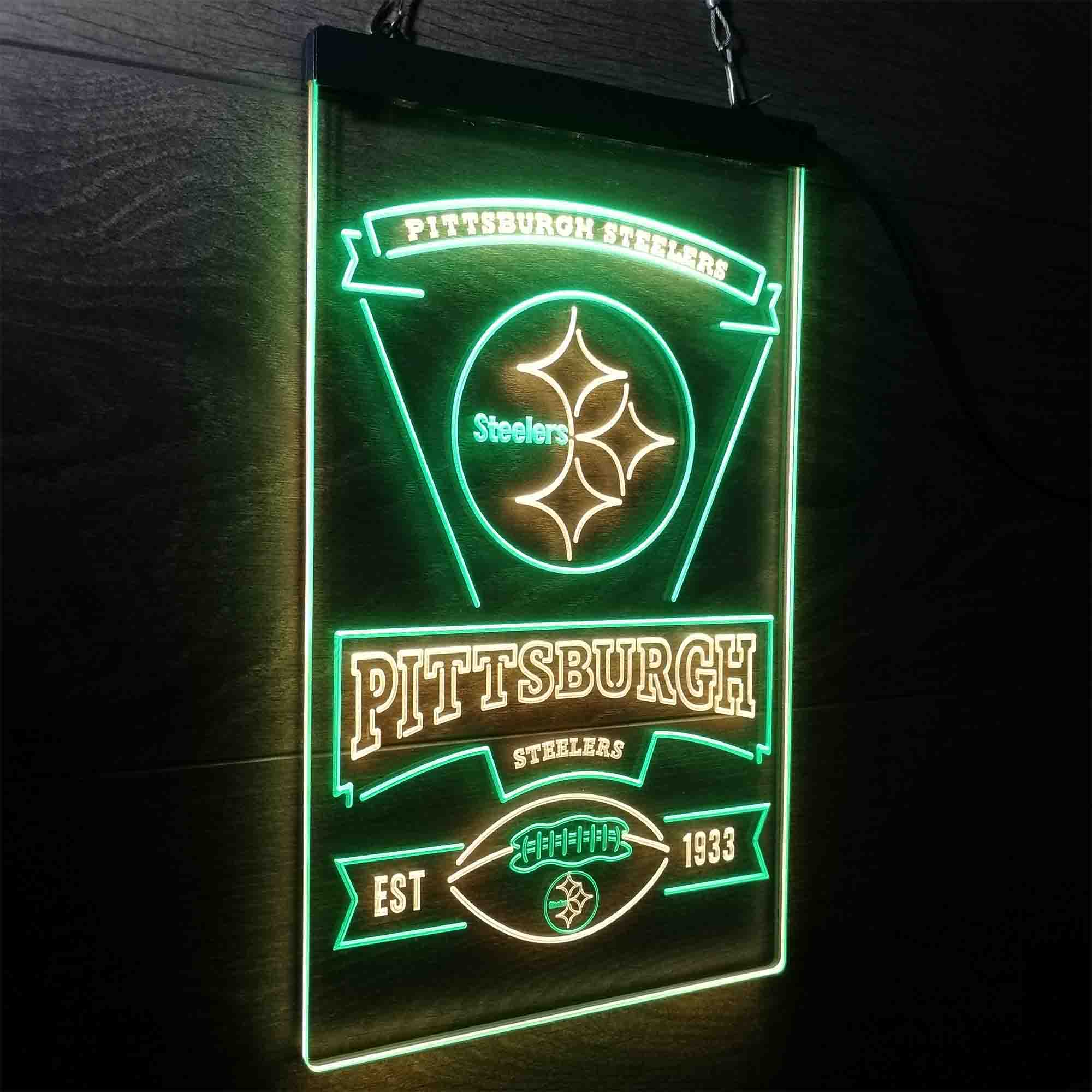 Pittsburgh Steelers Est. 1933 Neon-Like LED Light Sign