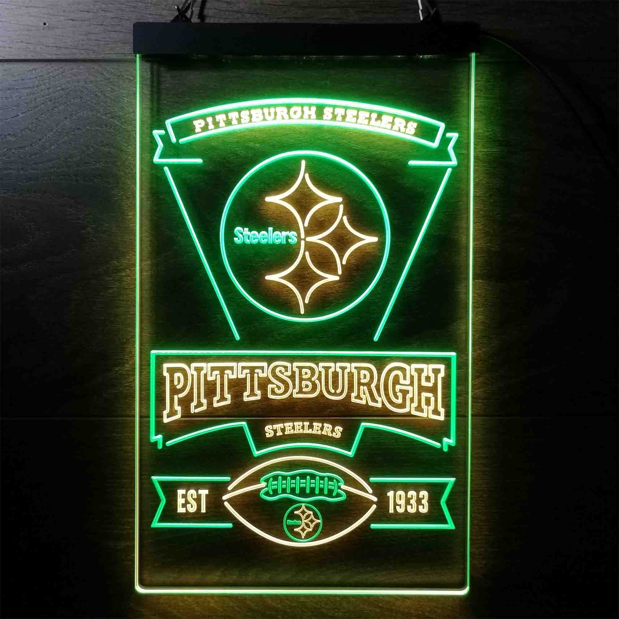 Pittsburgh Steelers Est. 1933 Neon-Like LED Light Sign