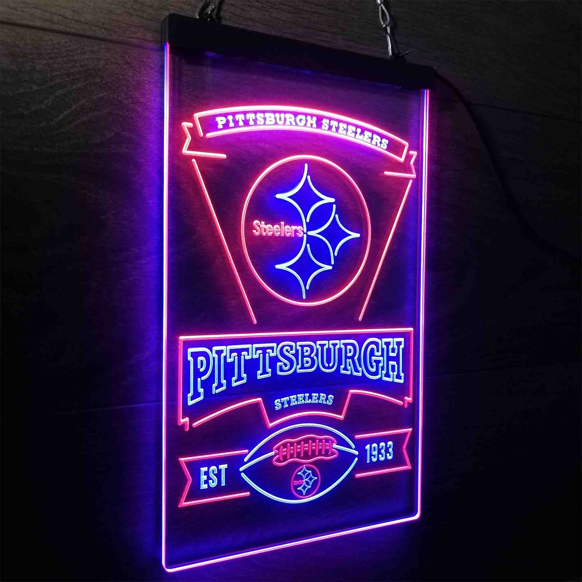 Pittsburgh Steelers Est. 1933 Neon-Like LED Light Sign