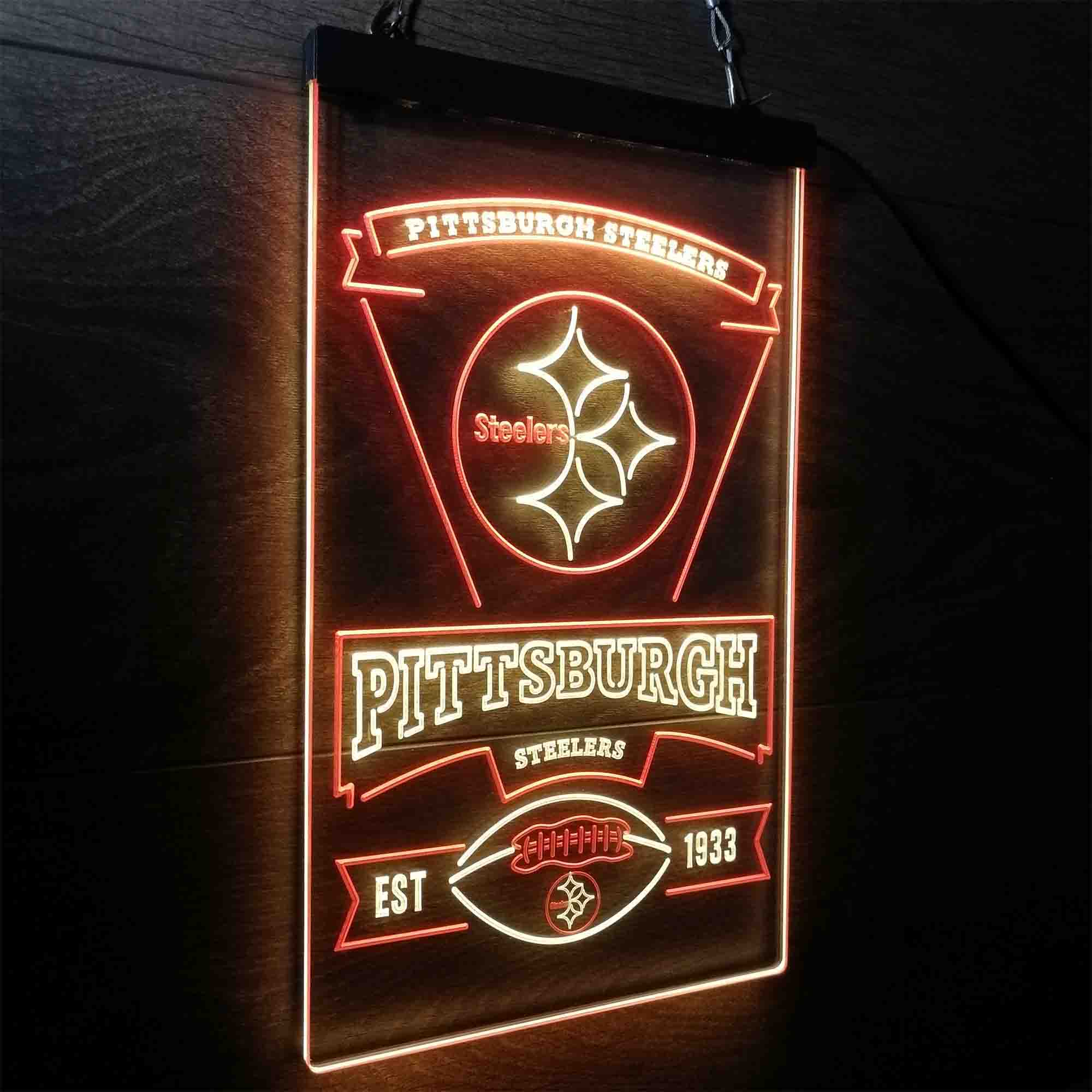 Pittsburgh Steelers Est. 1933 Neon-Like LED Light Sign