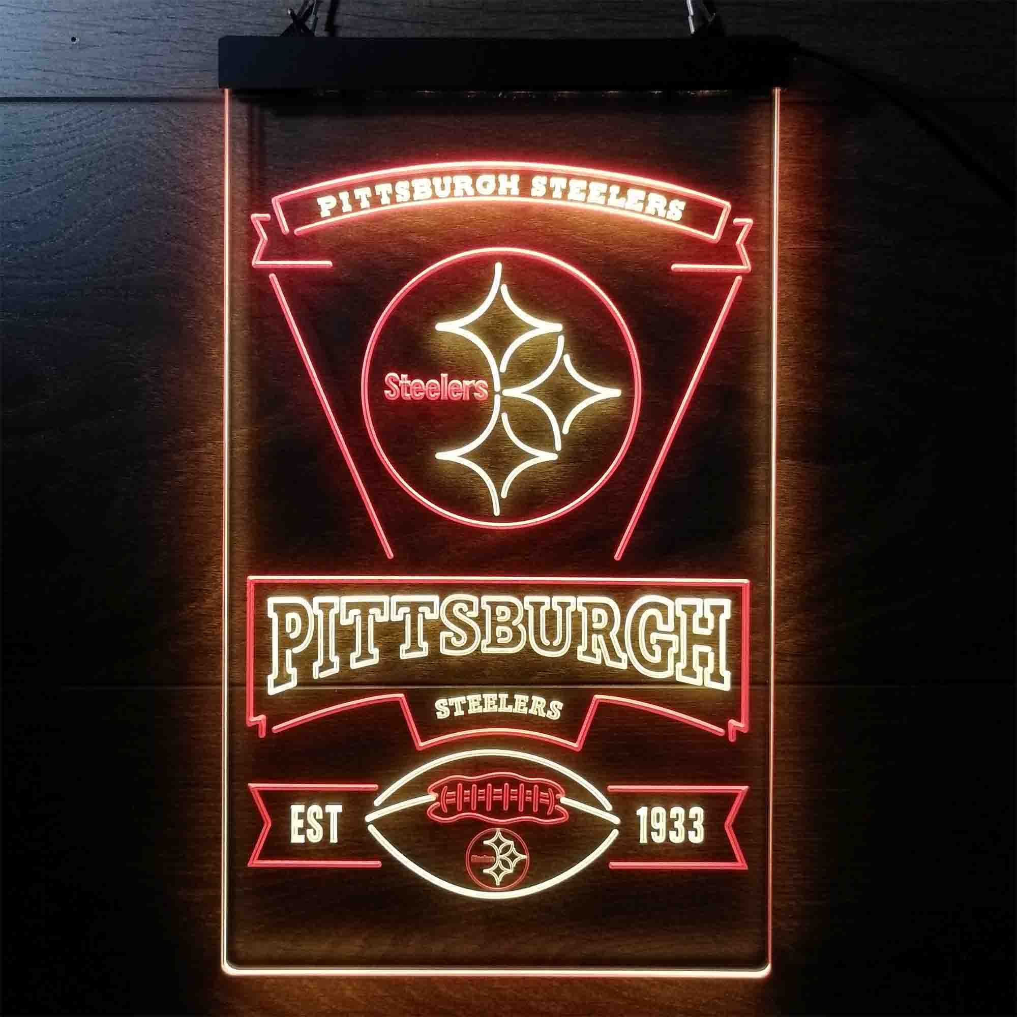 Pittsburgh Steelers Est. 1933 Neon-Like LED Light Sign