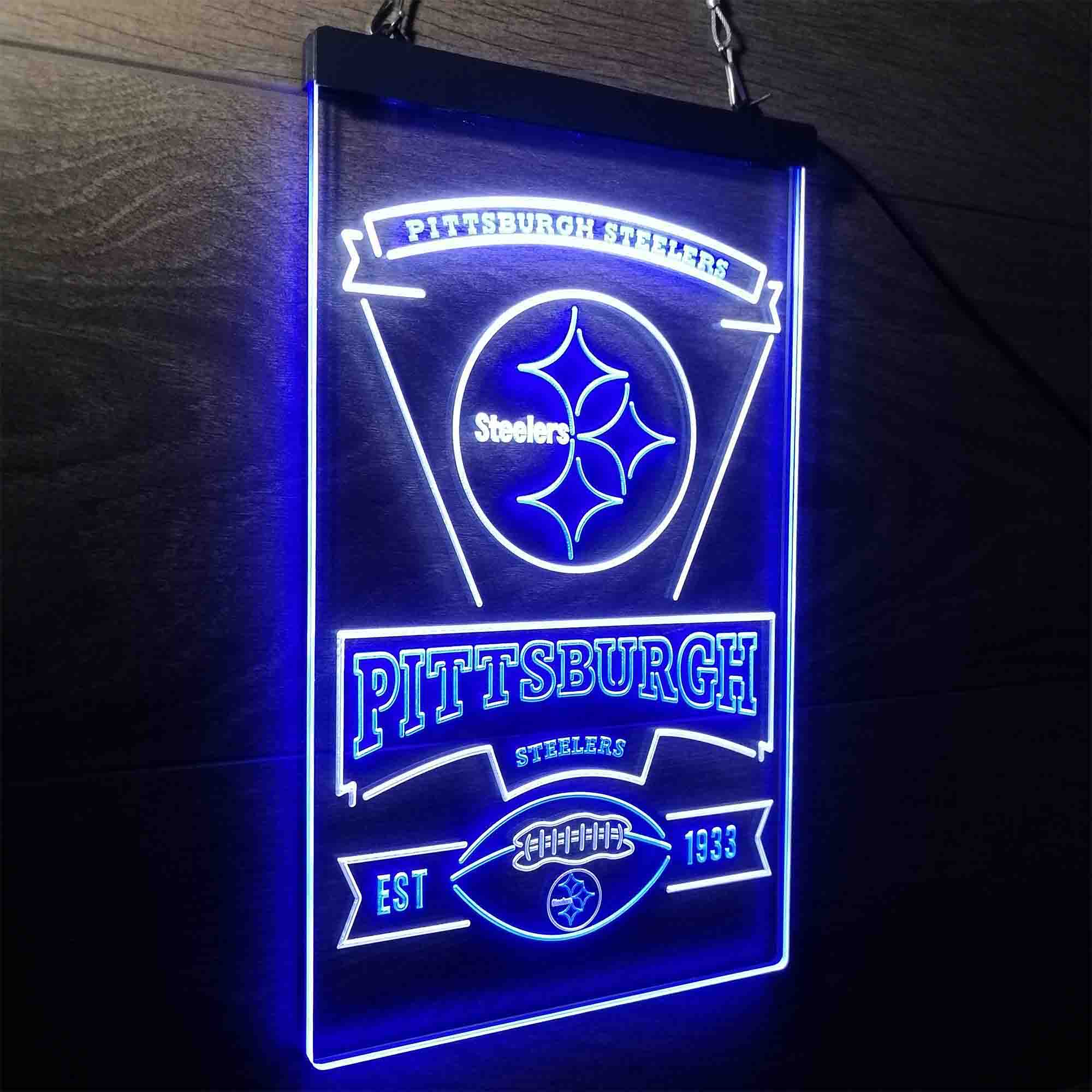 Pittsburgh Steelers Est. 1933 Neon-Like LED Light Sign