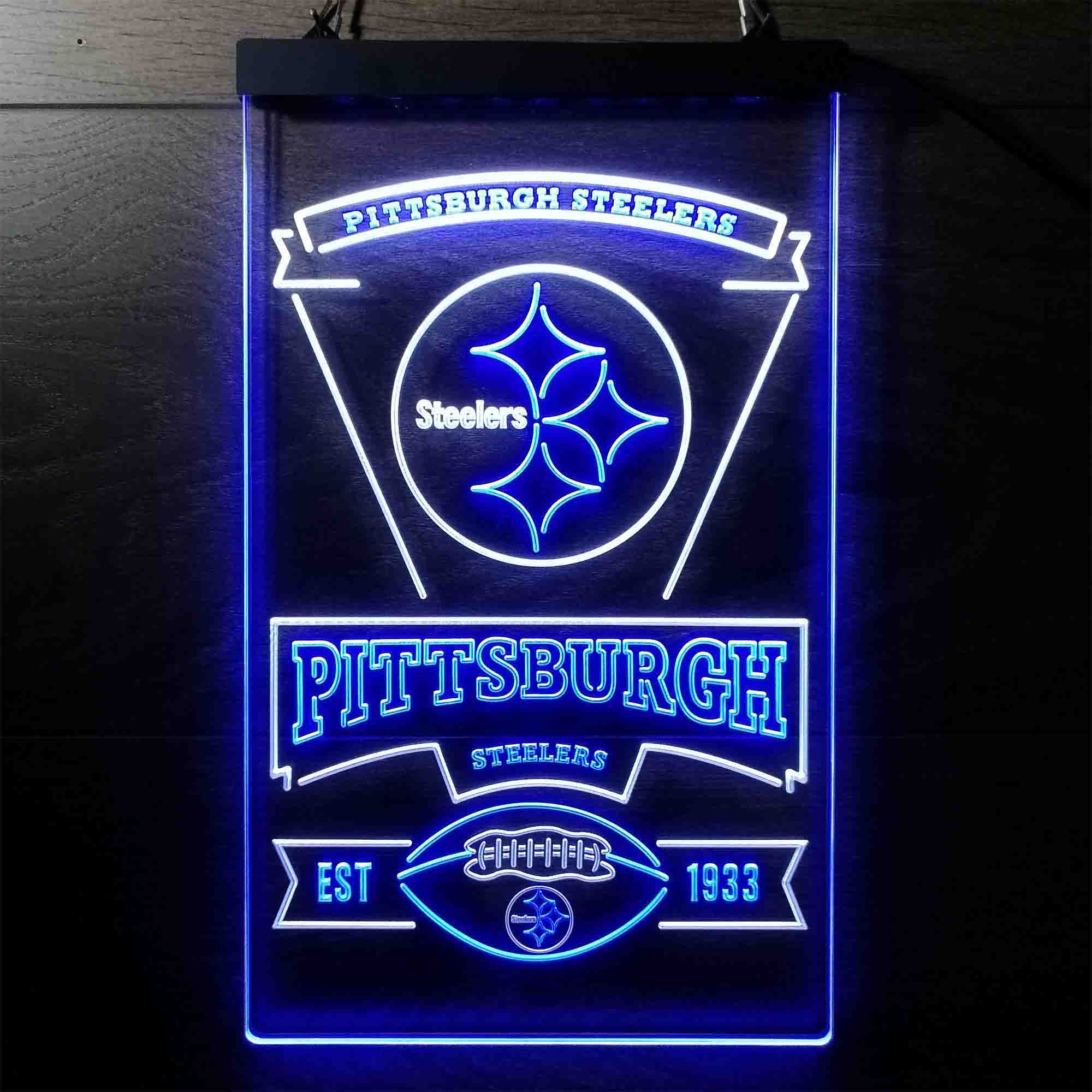 Pittsburgh Steelers Est. 1933 Neon-Like LED Light Sign