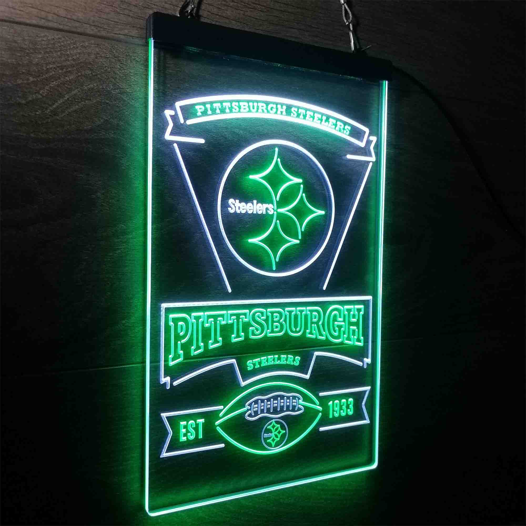 Pittsburgh Steelers Est. 1933 Neon-Like LED Light Sign