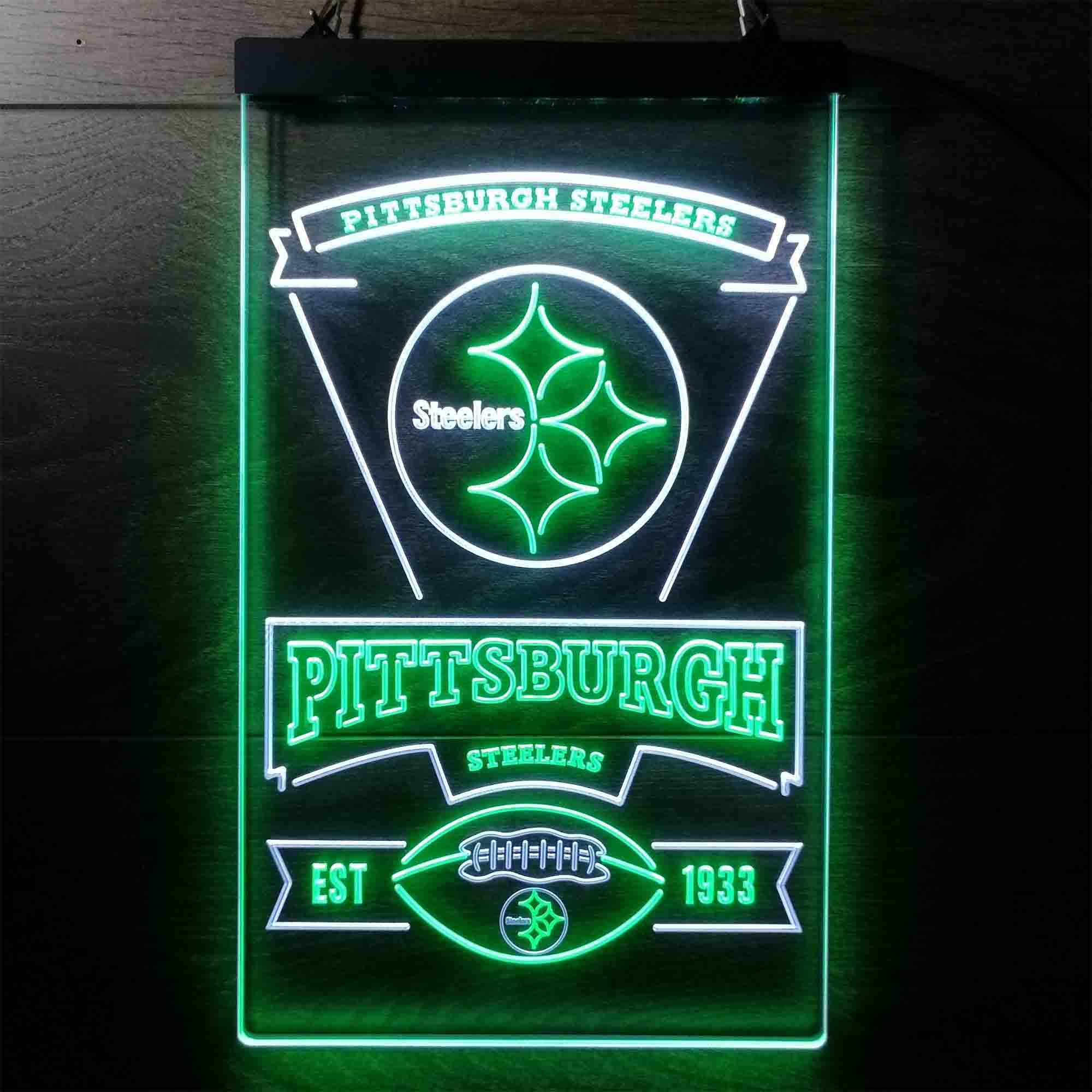 Pittsburgh Steelers Est. 1933 Neon-Like LED Light Sign