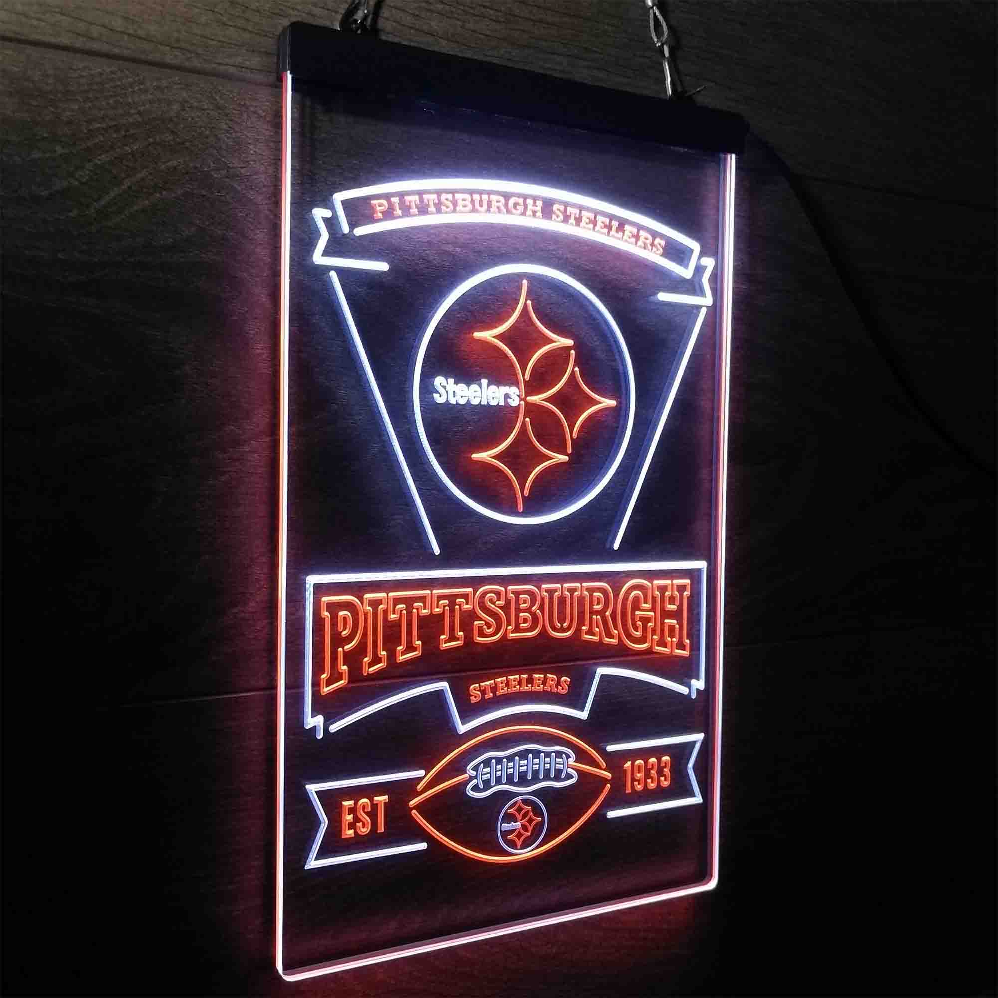 Pittsburgh Steelers Est. 1933 Neon-Like LED Light Sign