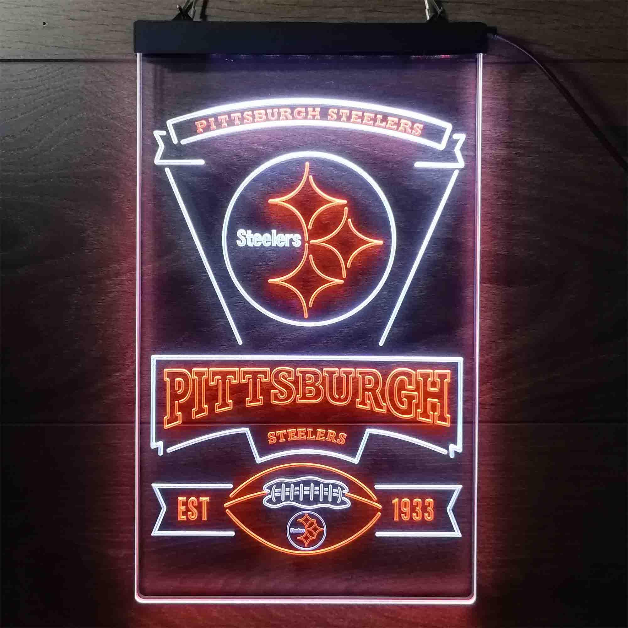 Pittsburgh Steelers Est. 1933 Neon-Like LED Light Sign