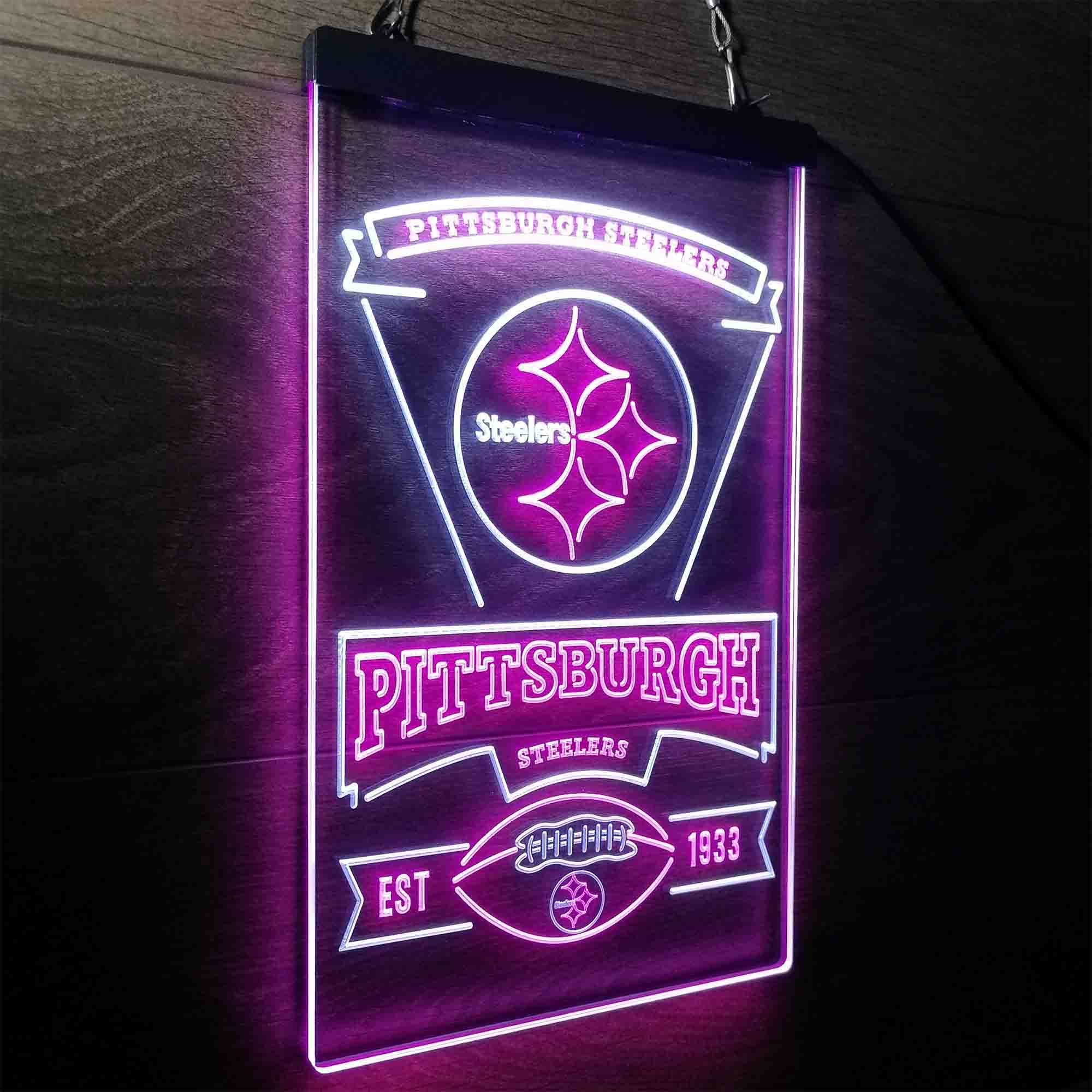 Pittsburgh Steelers Est. 1933 Neon-Like LED Light Sign