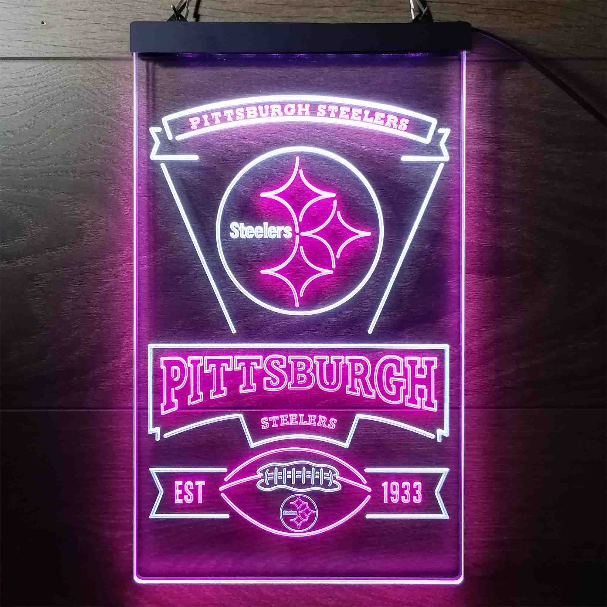 Pittsburgh Steelers Est. 1933 Neon-Like LED Light Sign