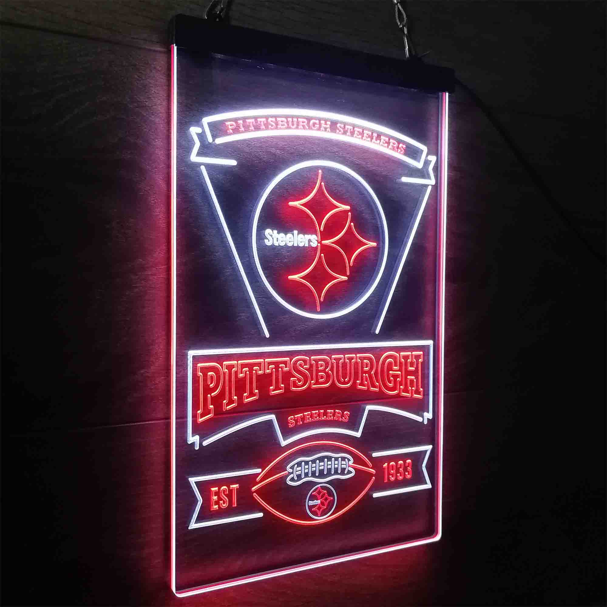 Pittsburgh Steelers Est. 1933 Neon-Like LED Light Sign