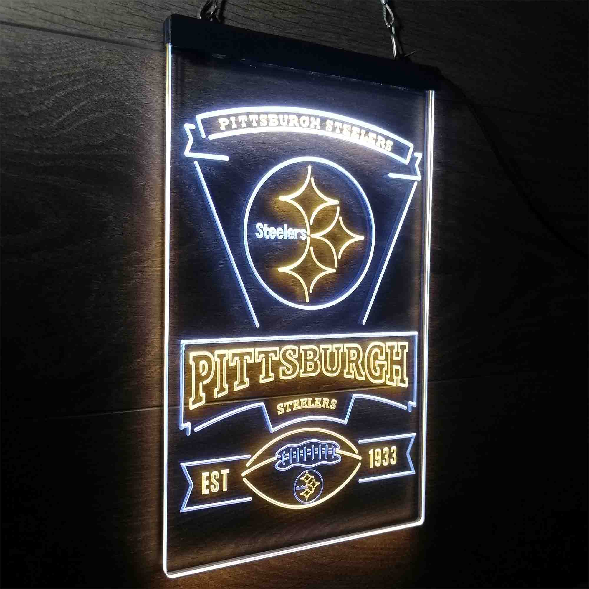 Pittsburgh Steelers Est. 1933 Neon-Like LED Light Sign