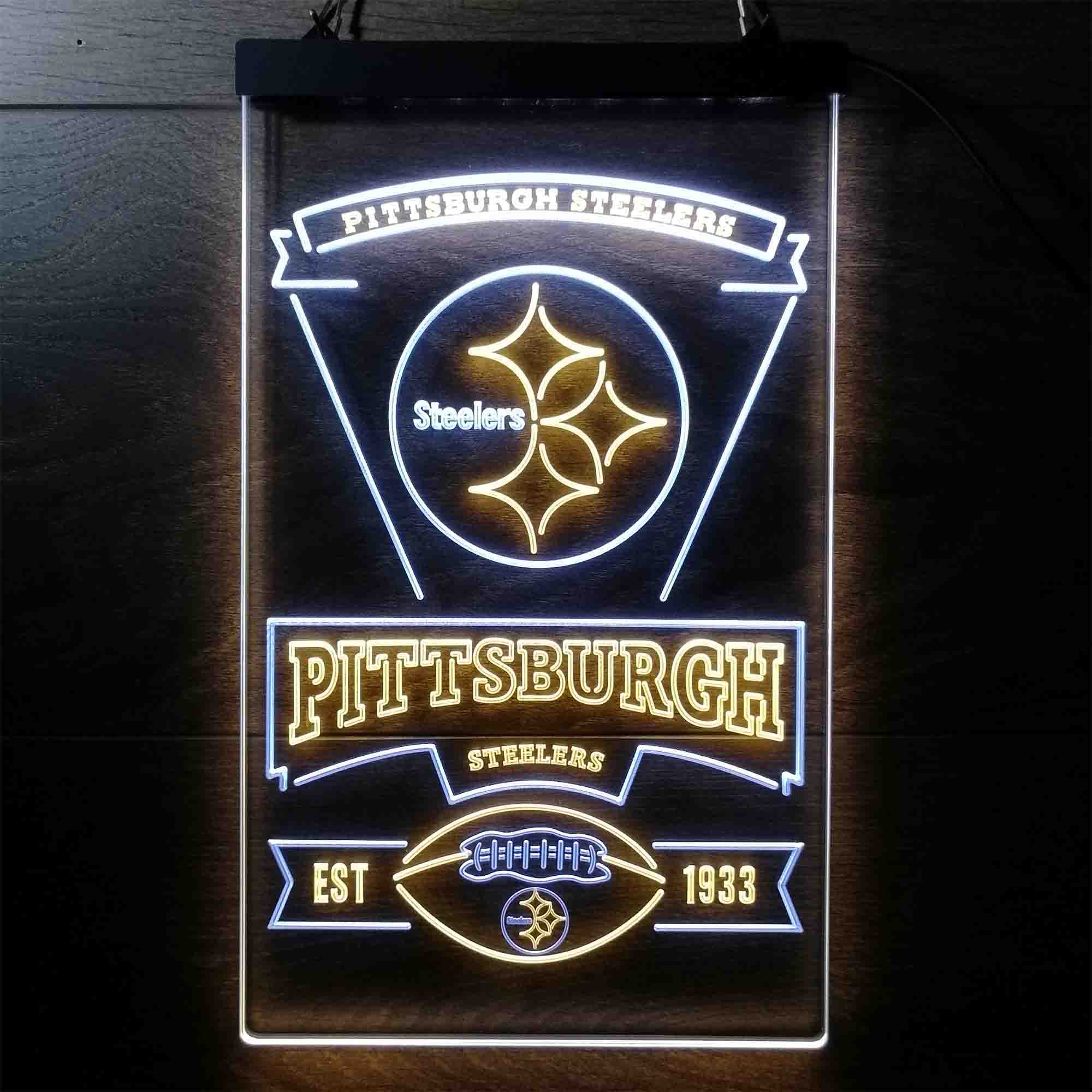 Pittsburgh Steelers Est. 1933 Neon-Like LED Light Sign