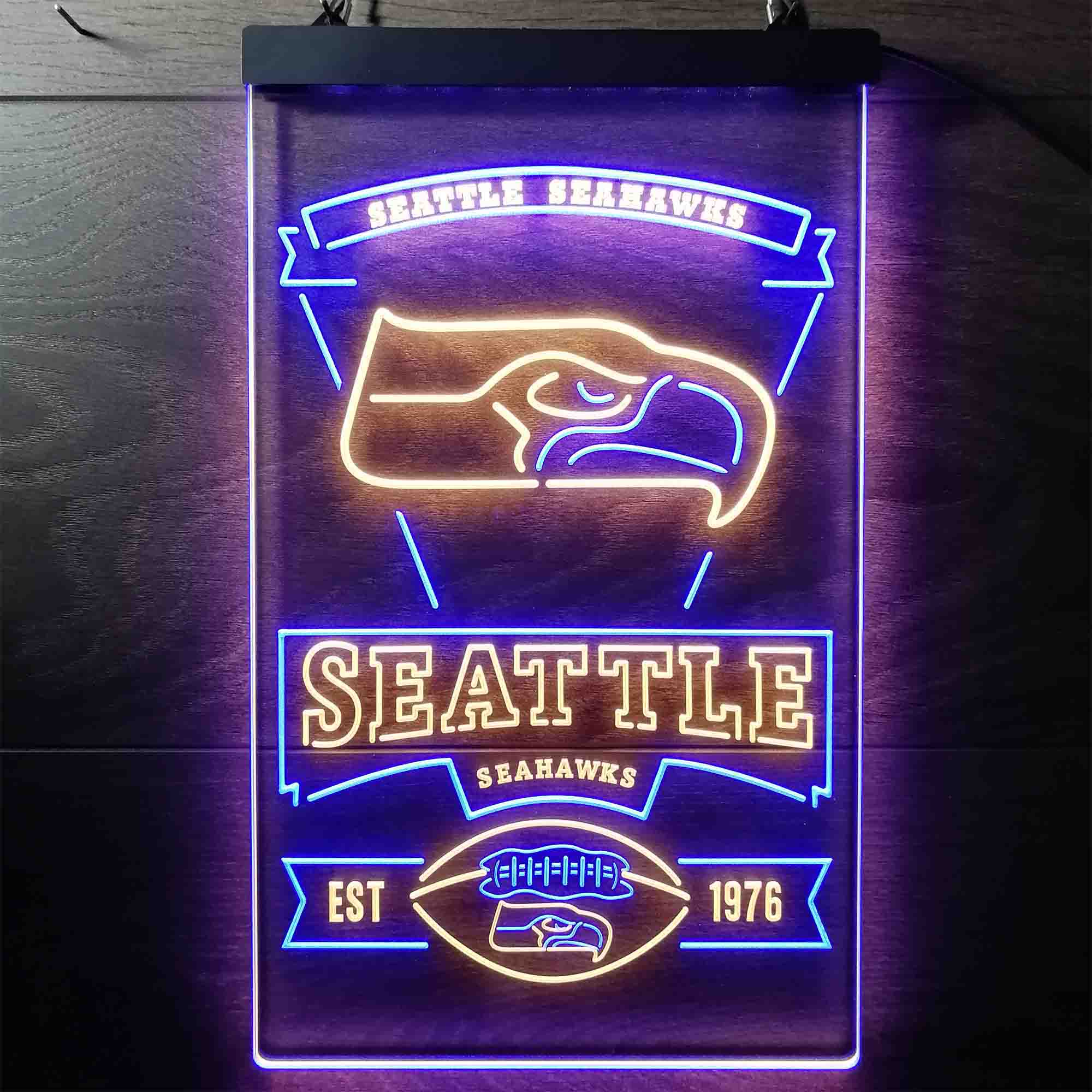 Seattle Seahawks Est. 1976 Dual Color LED Light Sign led lab cave