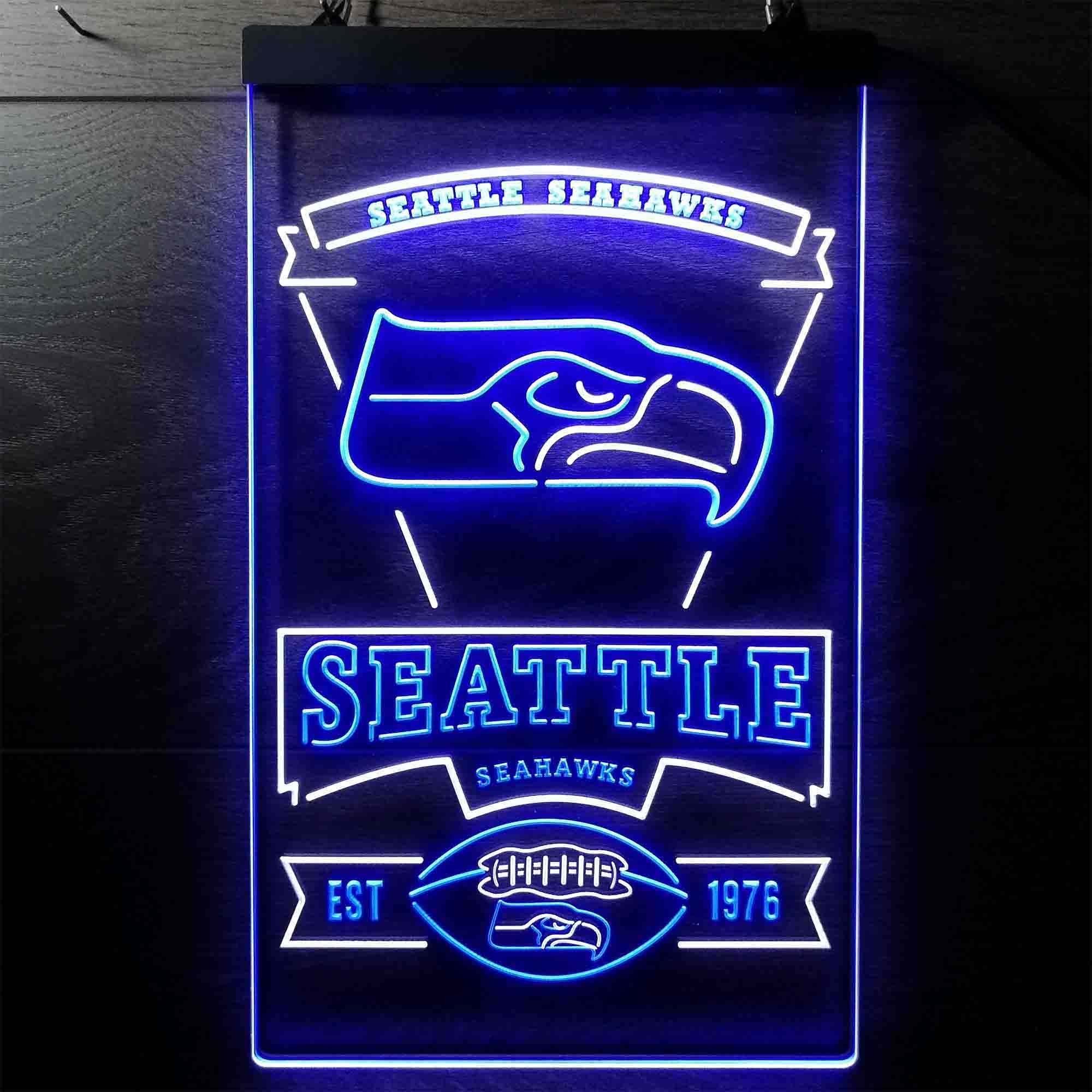 Seattle Seahawks Est. 1976 Dual Color LED Light Sign led lab cave