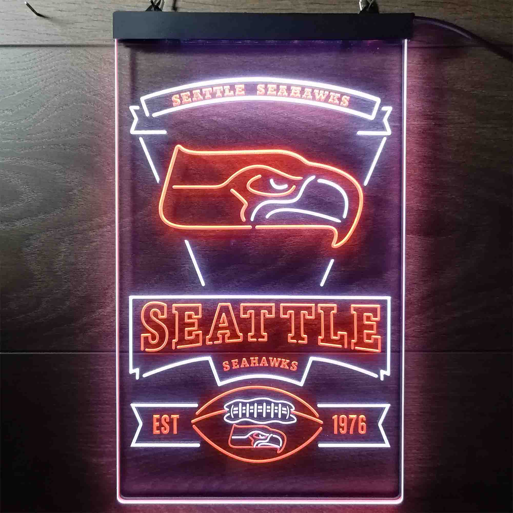 Seattle Seahawks Est. 1976 Dual Color LED Light Sign led lab cave