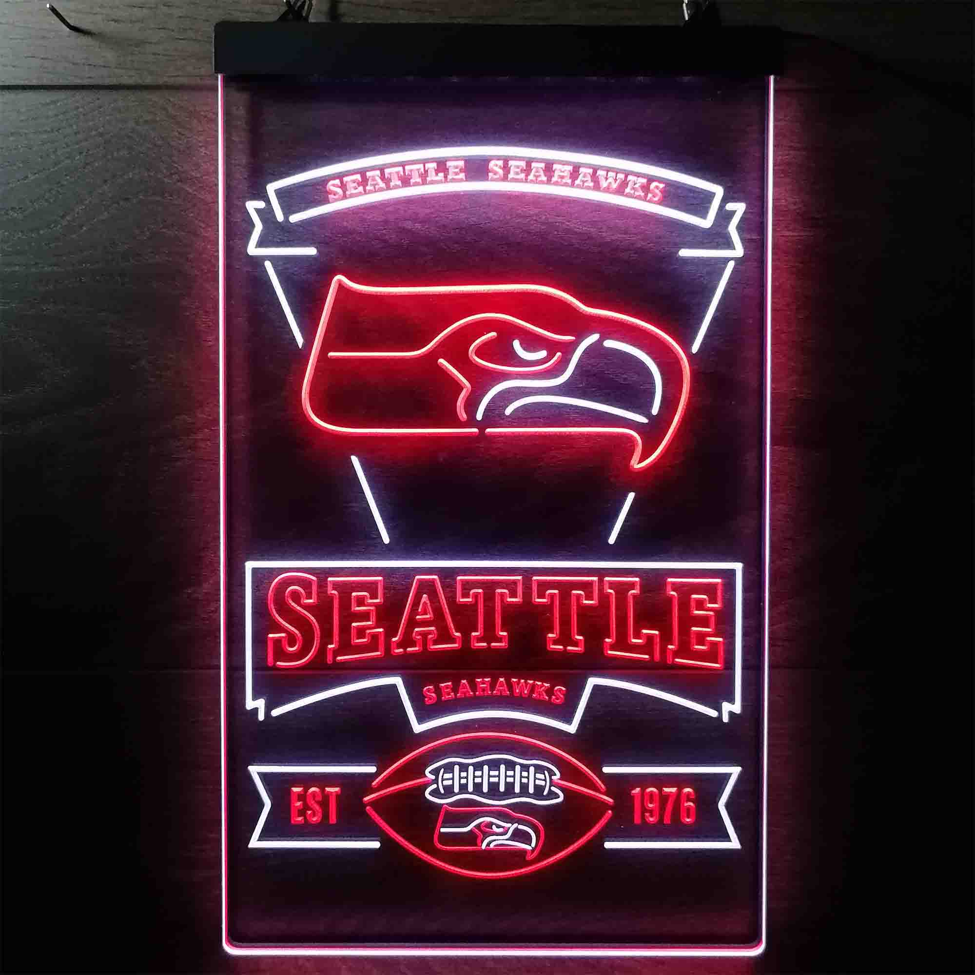 Seattle Seahawks Est. 1976 Dual Color LED Light Sign led lab cave