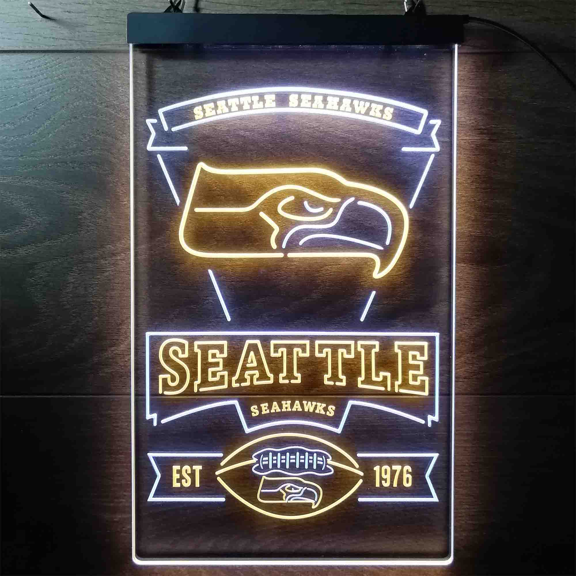 Seattle Seahawks Est. 1976 Dual Color LED Light Sign led lab cave