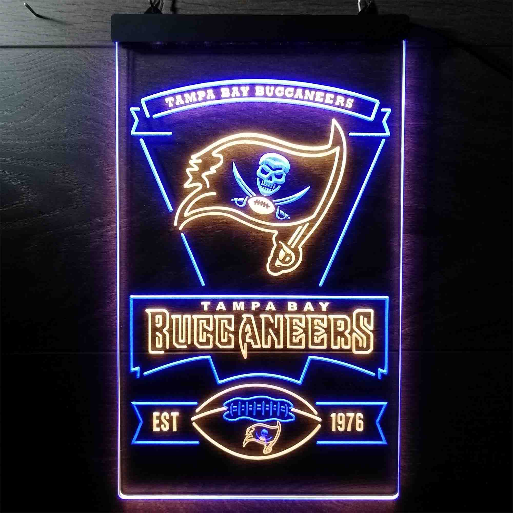 Tampa Bay Buccaneers Est. 1976 Dual Color LED Neon Sign ProLedSign