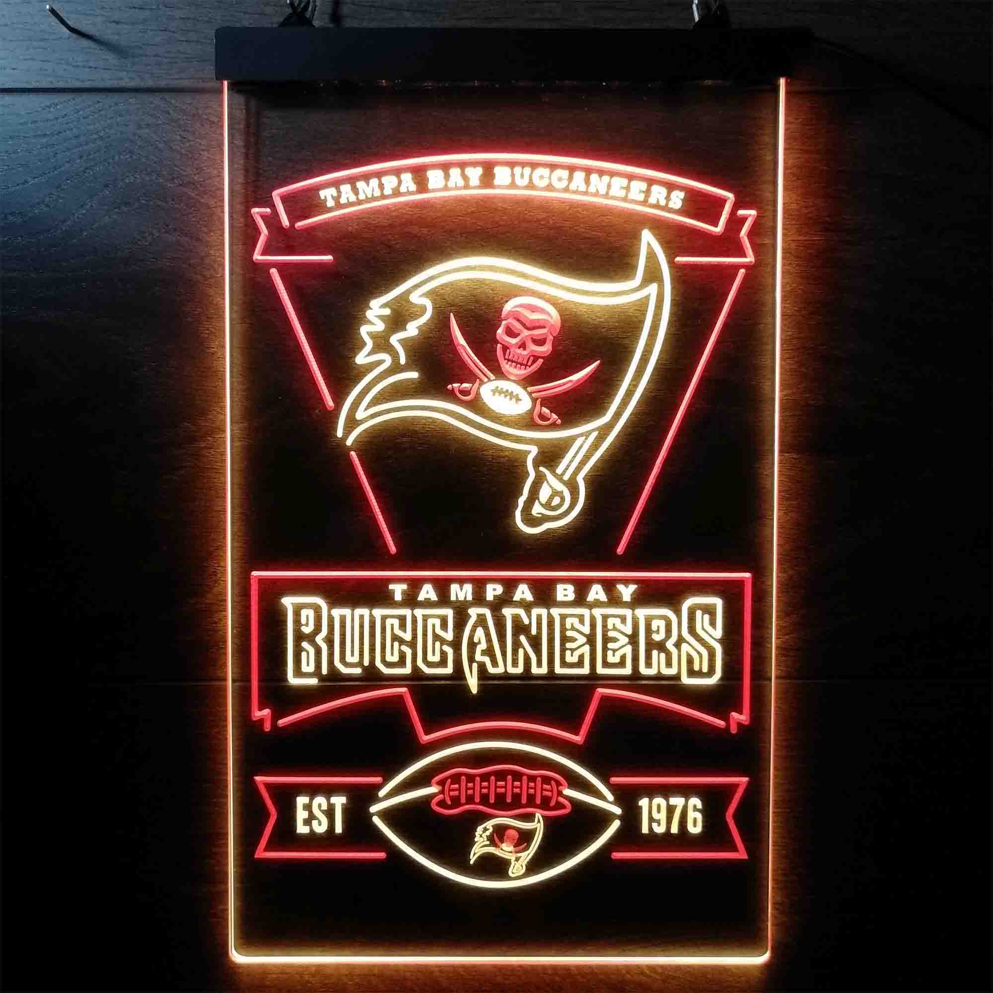 Tampa Bay Buccaneers Est. 1976 Dual Color LED Neon Sign ProLedSign