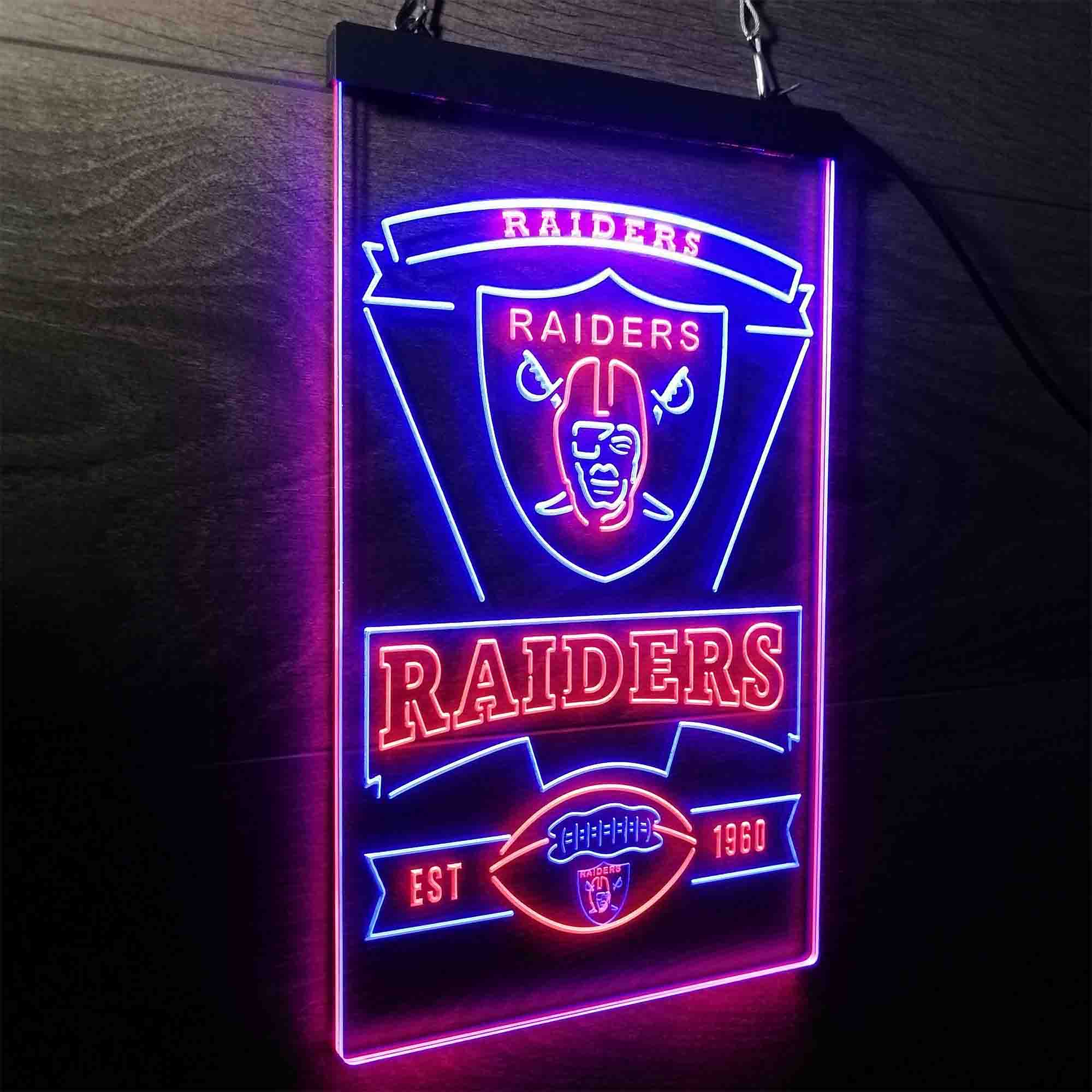 Las Vegas Raiders Est. 1960 Neon-Like Led Light Sign