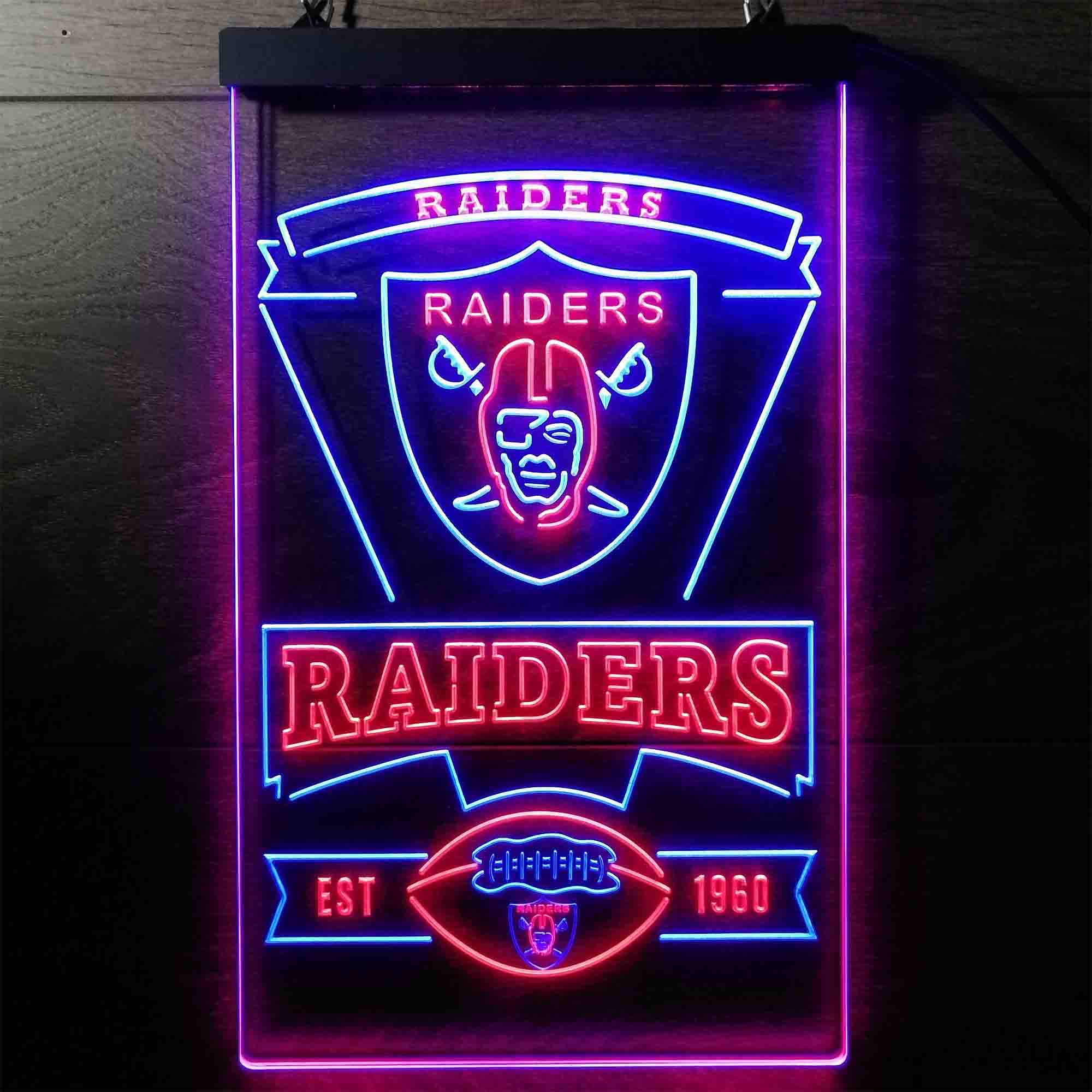 Las Vegas Raiders Est. 1960 Neon-Like Led Light Sign